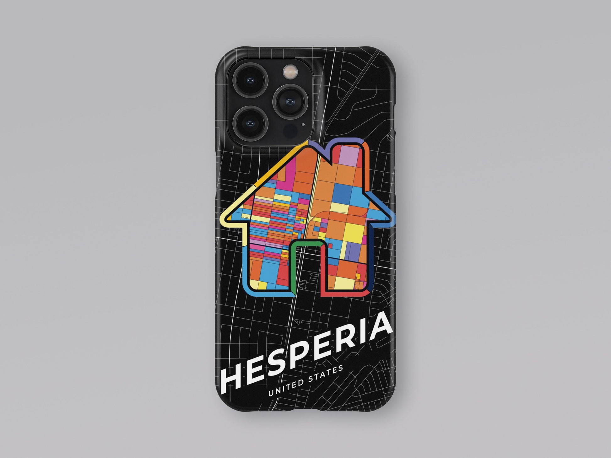 Hesperia California slim phone case with colorful icon. Birthday, wedding or housewarming gift. Couple match cases. 3