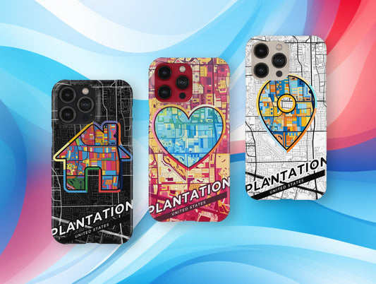 Plantation Florida slim phone case with colorful icon. Birthday, wedding or housewarming gift. Couple match cases.