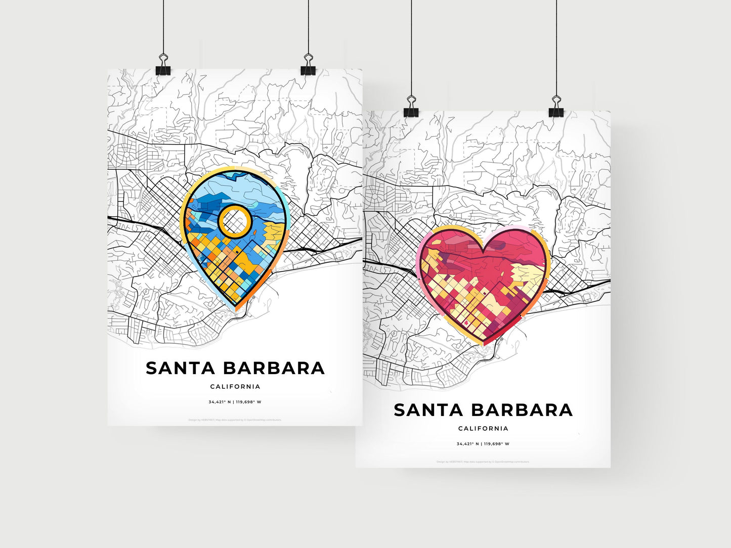 Santa Barbara California art print for couples