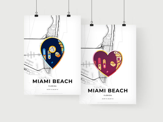 Miami Beach Florida art print for couples