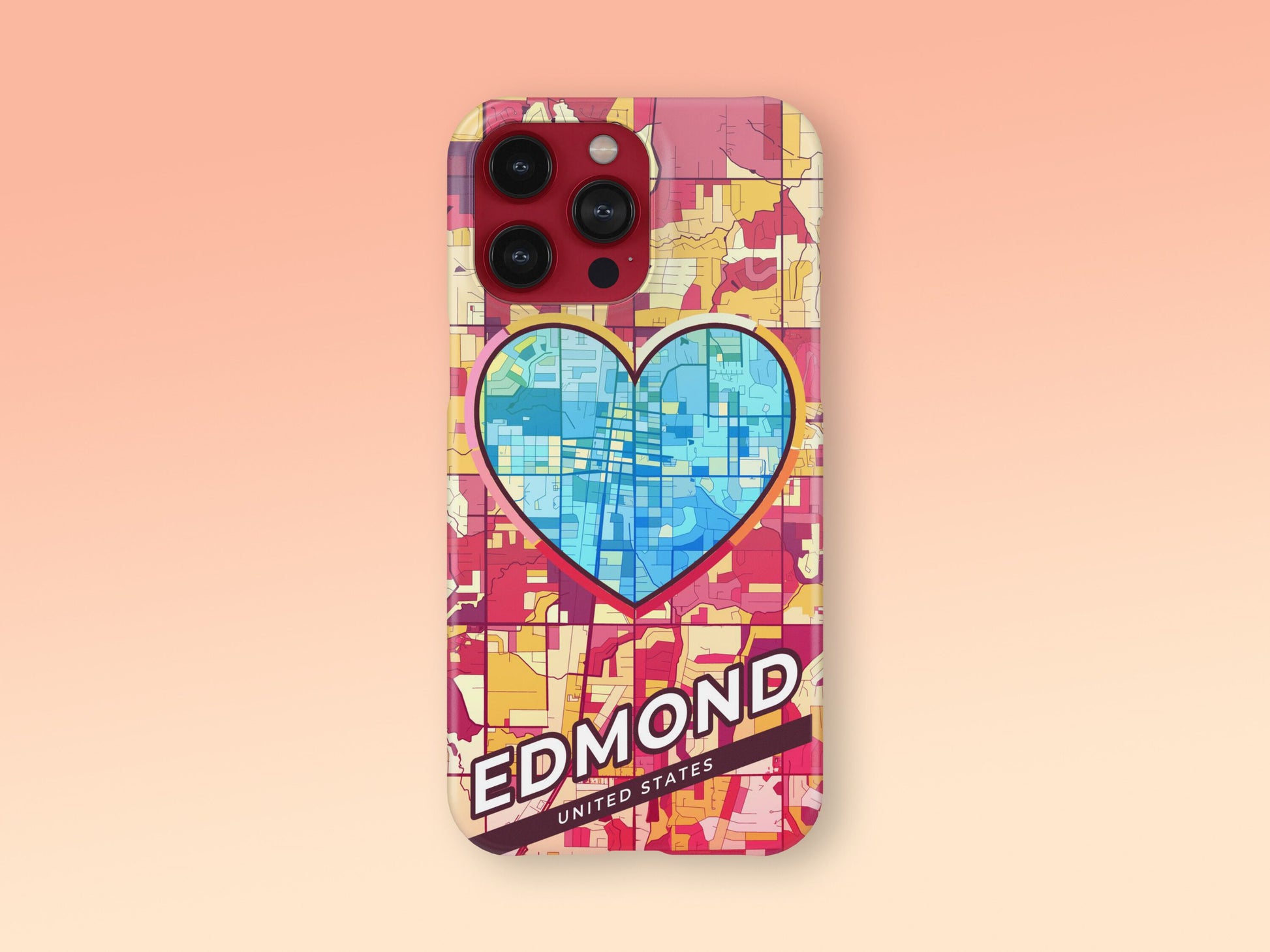 Edmond Oklahoma slim phone case with colorful icon. Birthday, wedding or housewarming gift. Couple match cases. 2