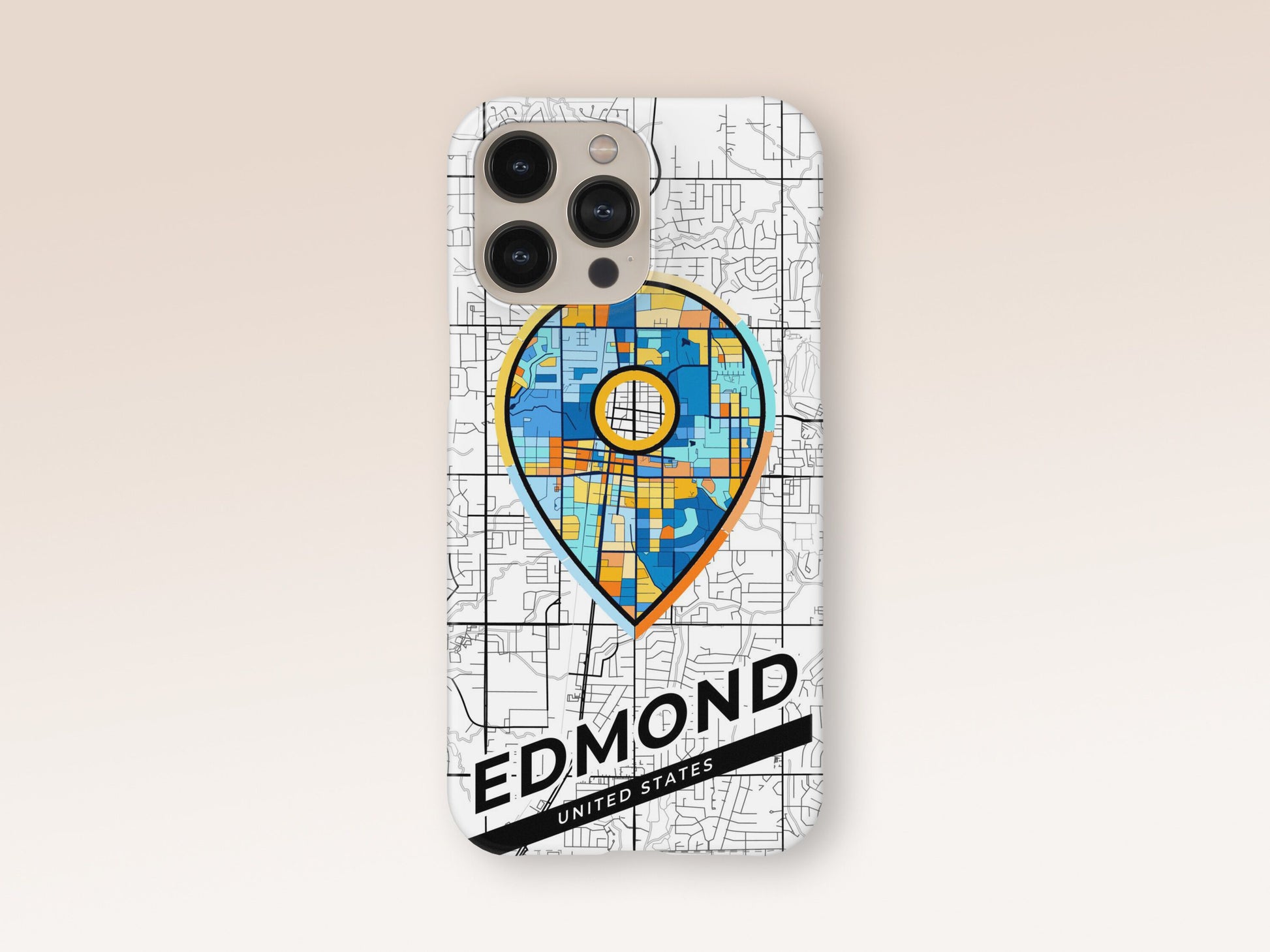 Edmond Oklahoma slim phone case with colorful icon. Birthday, wedding or housewarming gift. Couple match cases. 1