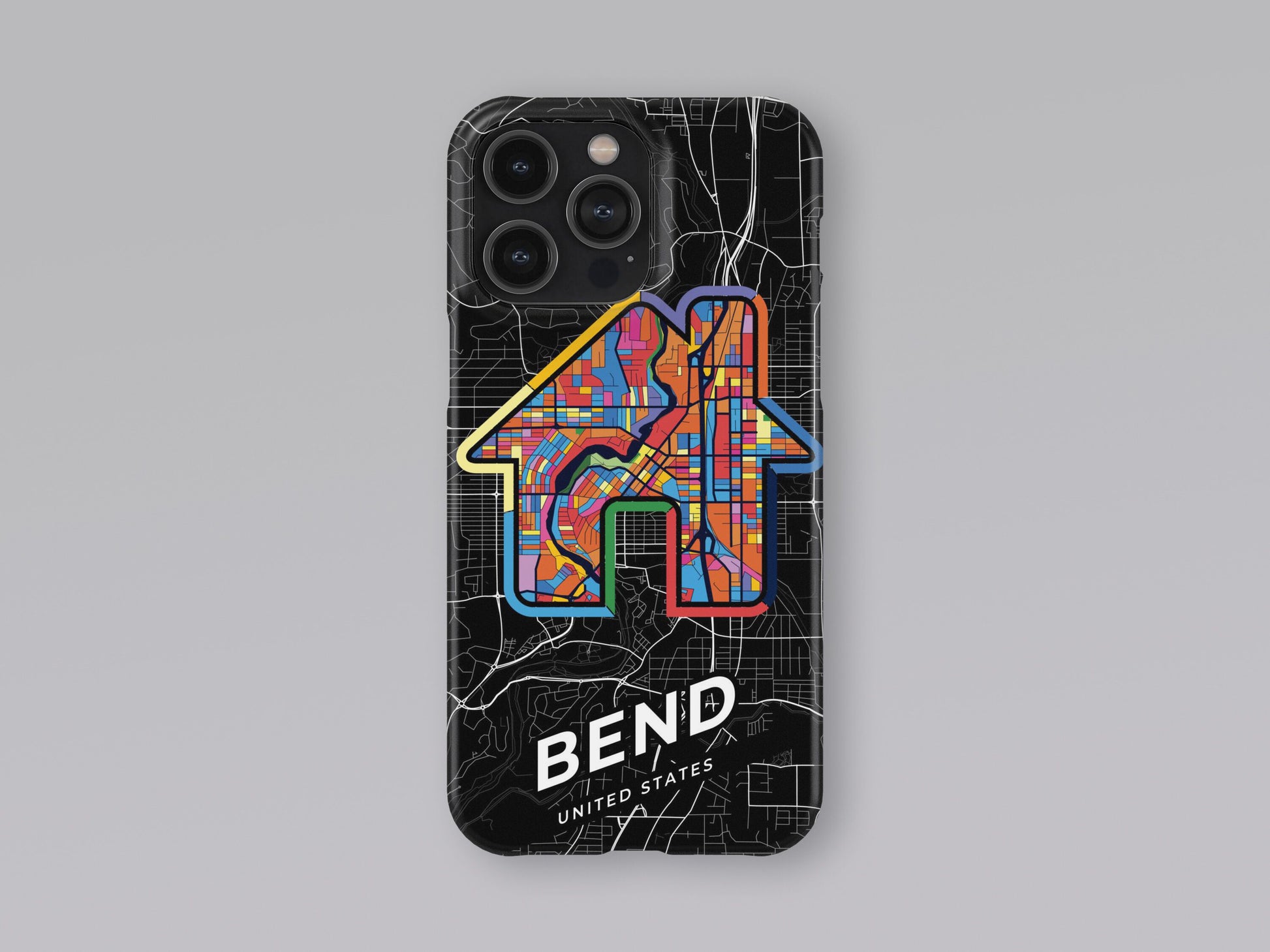 Bend Oregon slim phone case with colorful icon. Birthday, wedding or housewarming gift. Couple match cases. 3
