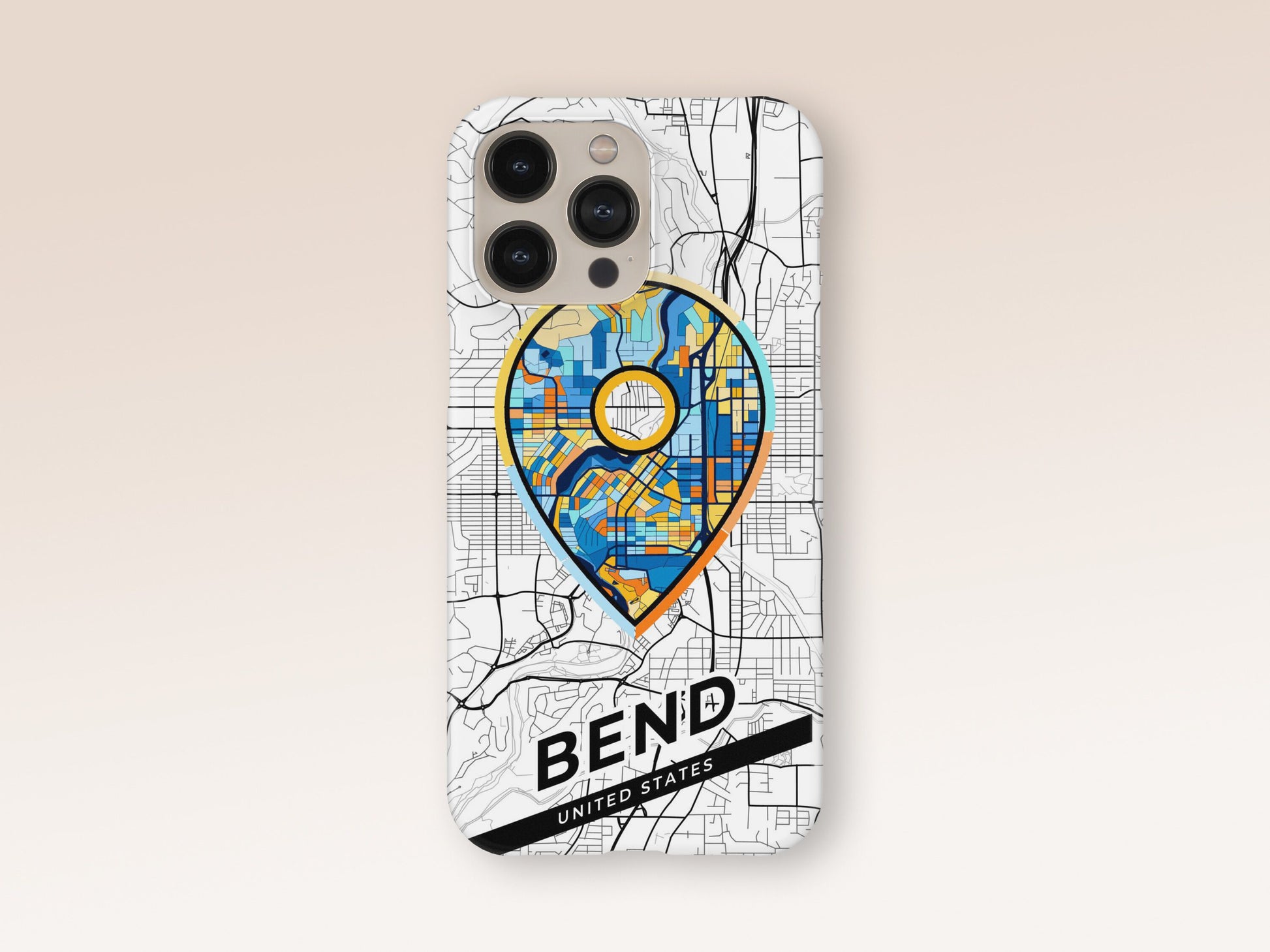 Bend Oregon slim phone case with colorful icon. Birthday, wedding or housewarming gift. Couple match cases. 1