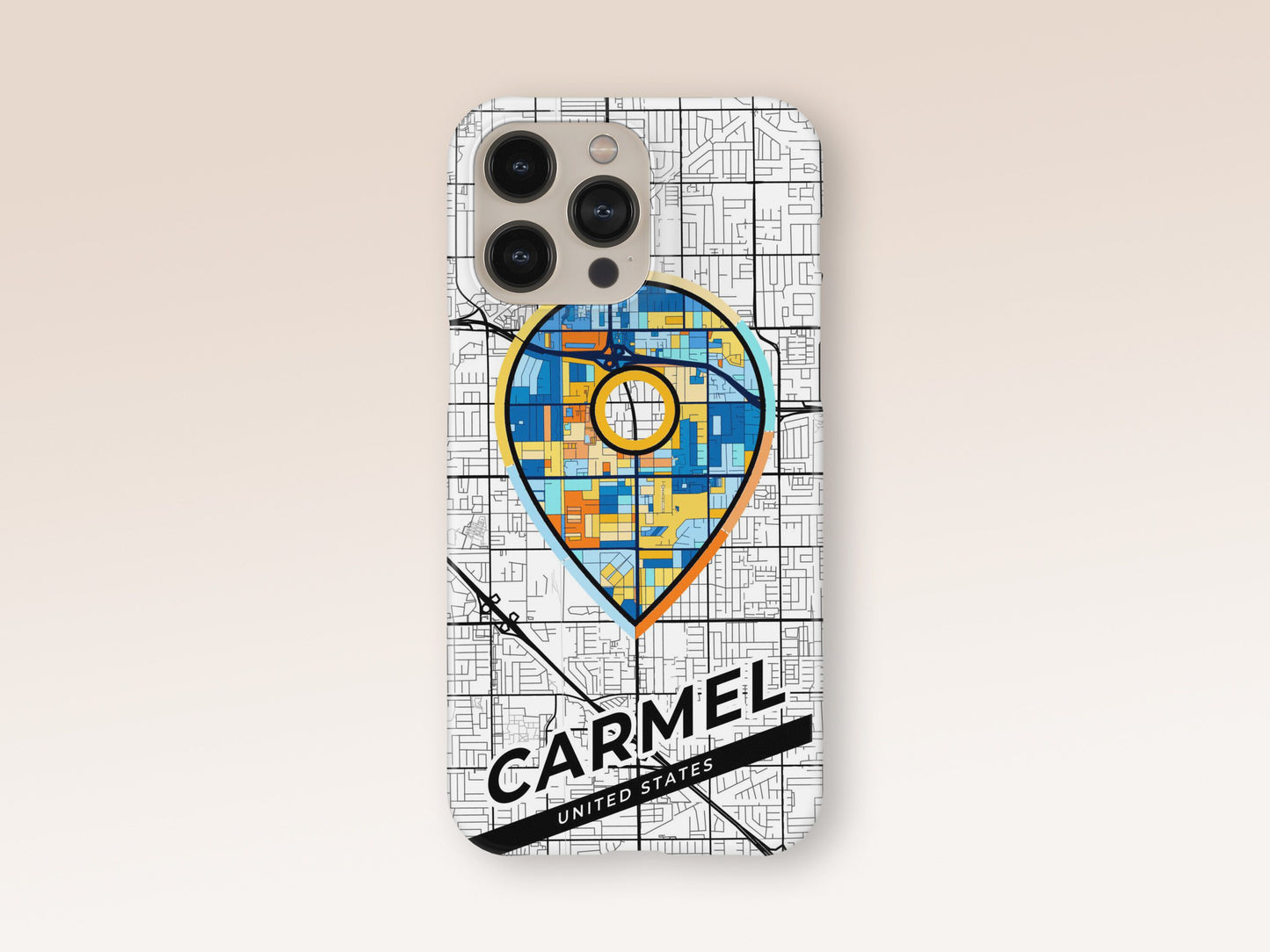 Carmel Indiana slim phone case with colorful icon. Birthday, wedding or housewarming gift. Couple match cases. 1