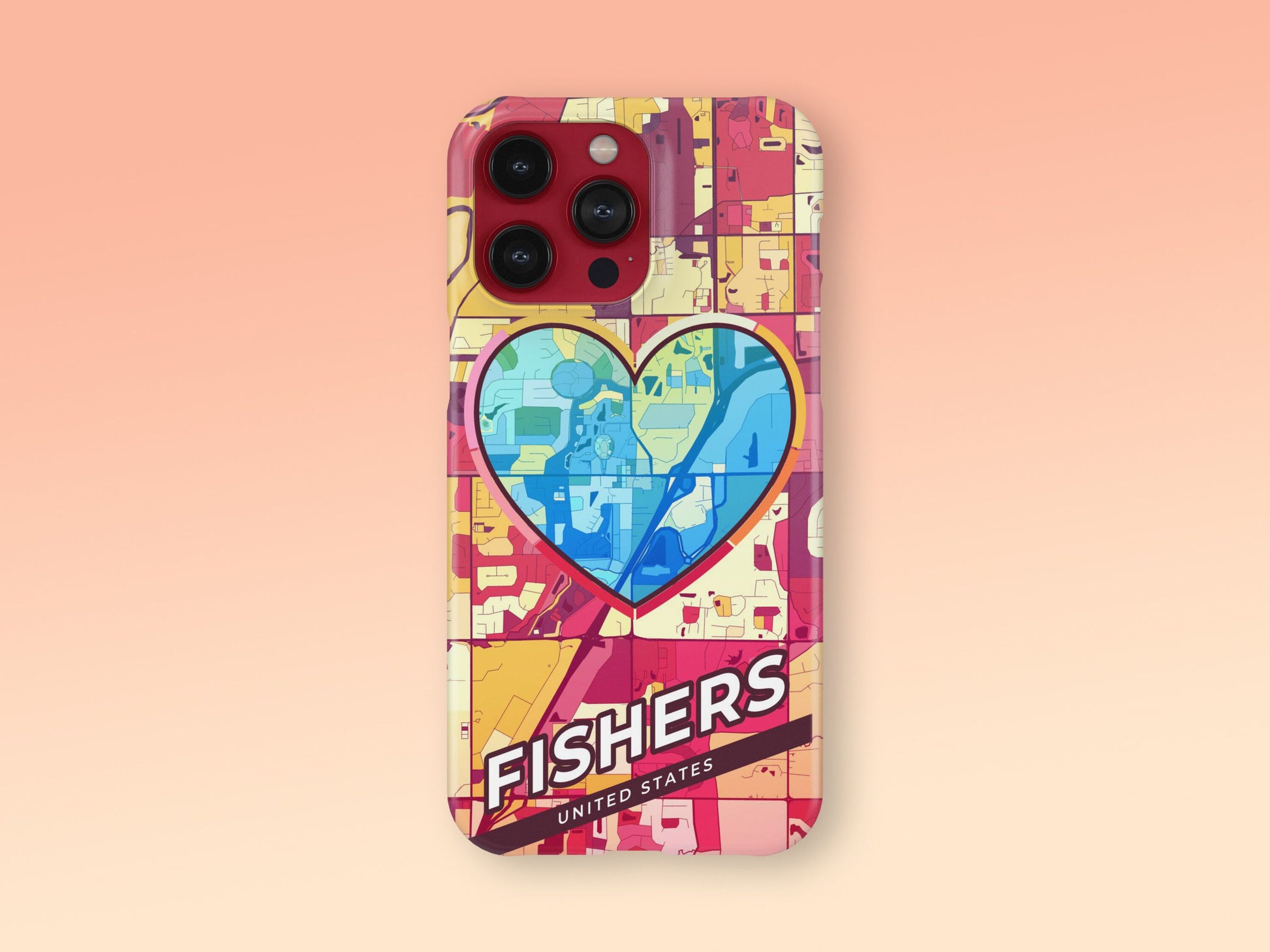 Fishers Indiana slim phone case with colorful icon. Birthday, wedding or housewarming gift. Couple match cases. 2
