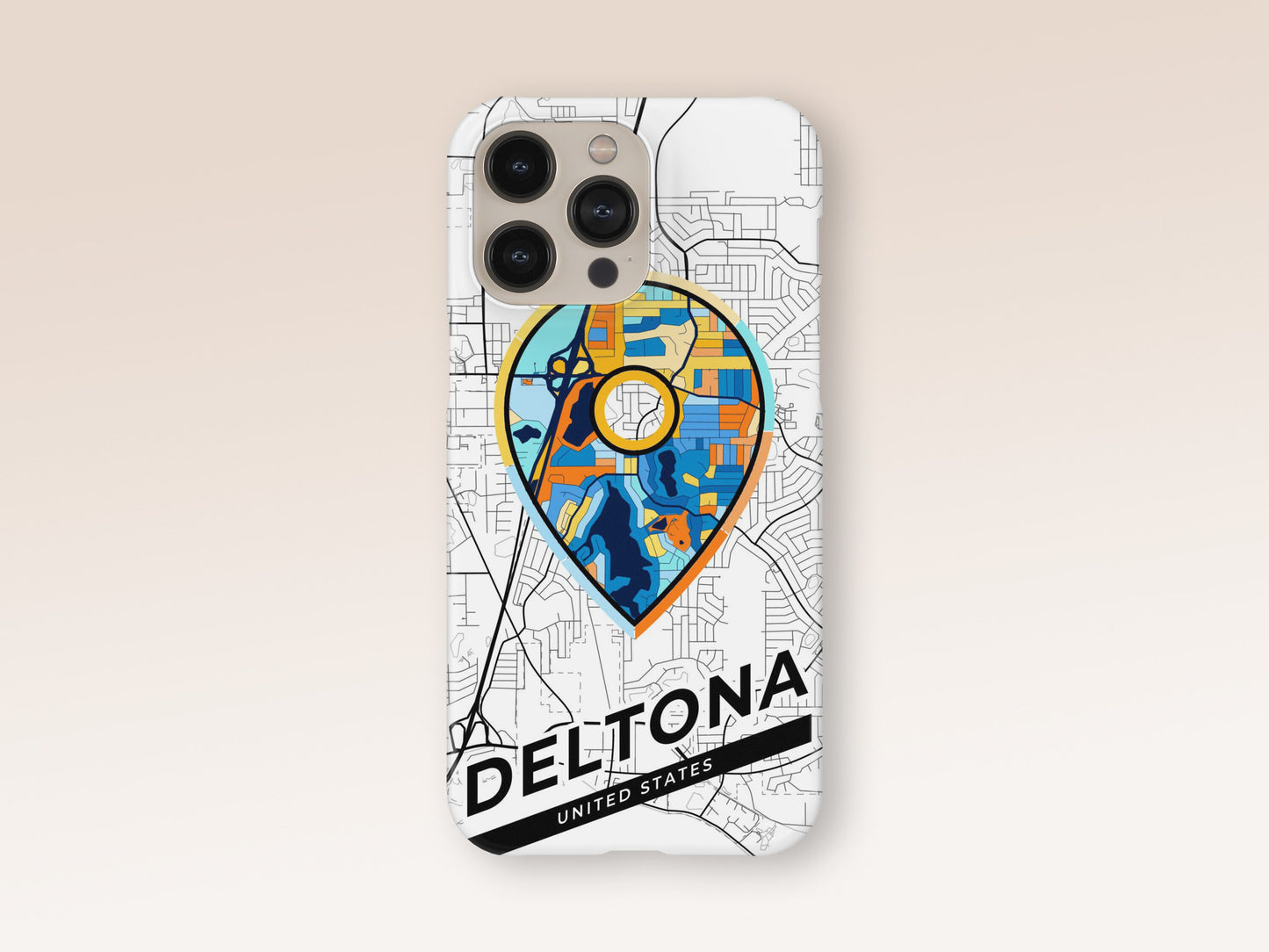 Deltona Florida slim phone case with colorful icon. Birthday, wedding or housewarming gift. Couple match cases. 1