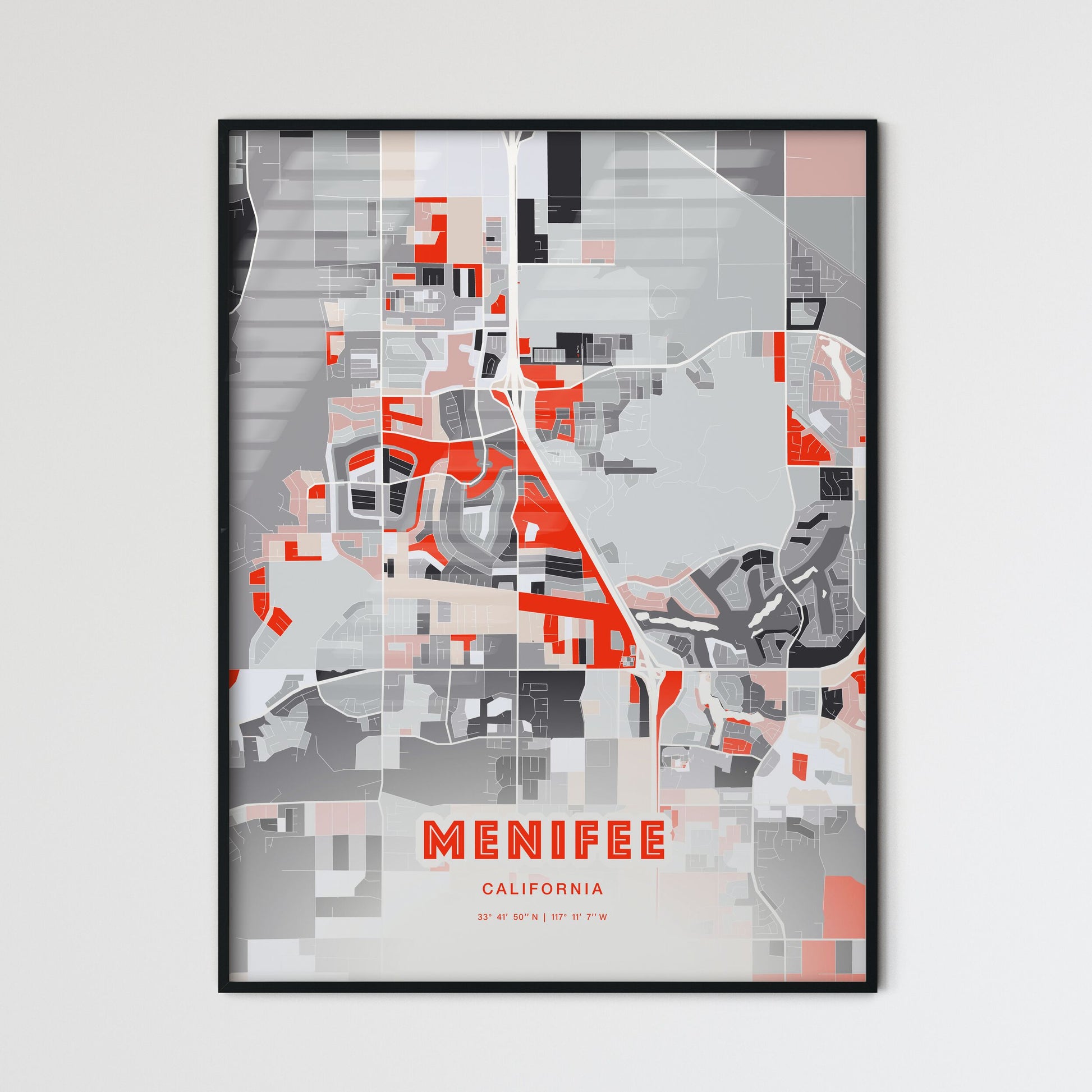 Colorful MENIFEE CALIFORNIA Fine Art Map Modern