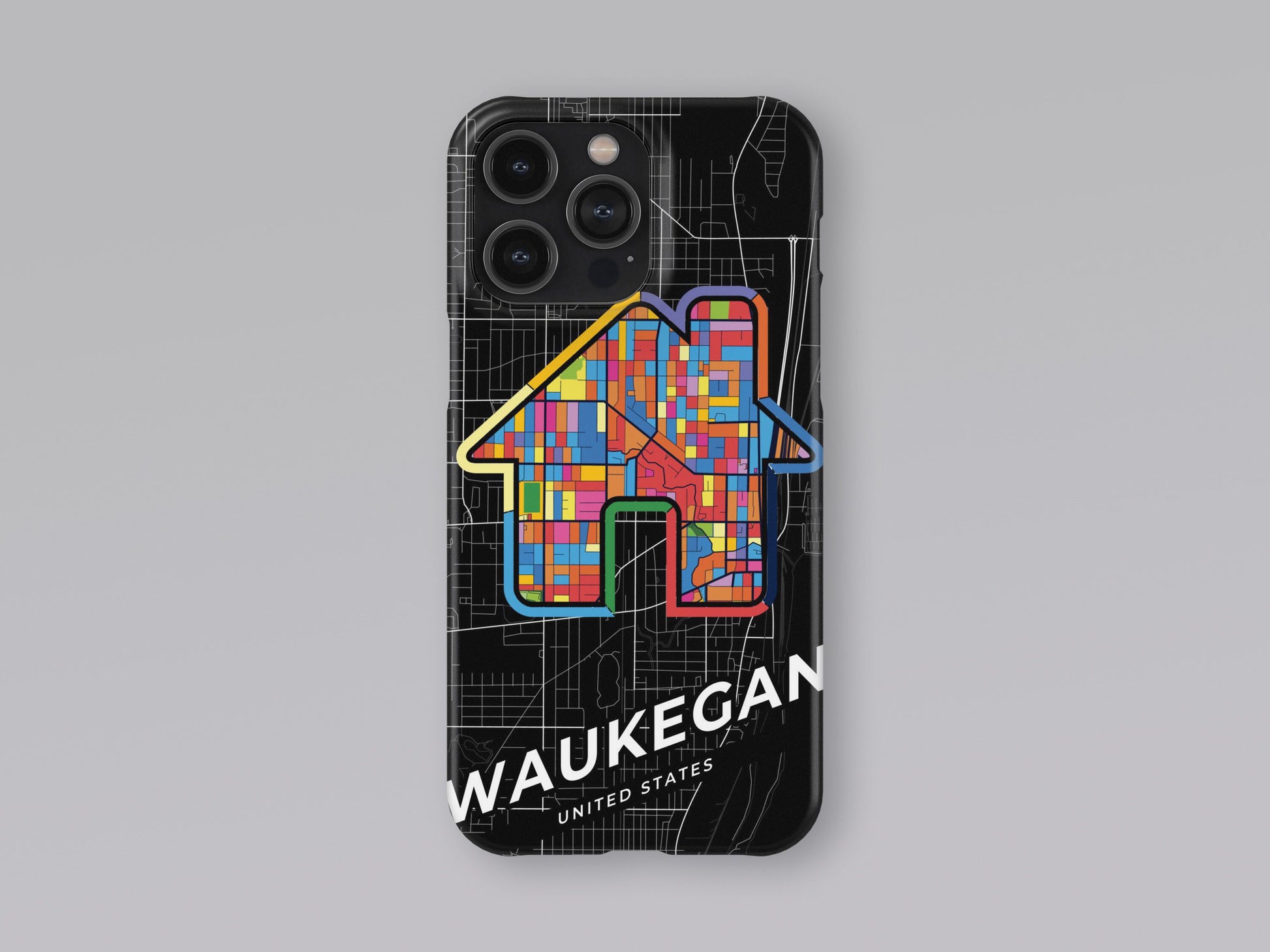 Waukegan Illinois slim phone case with colorful icon 3