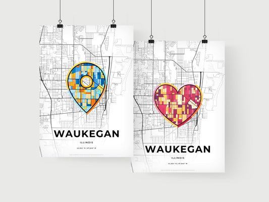 Waukegan Illinois art print for couples