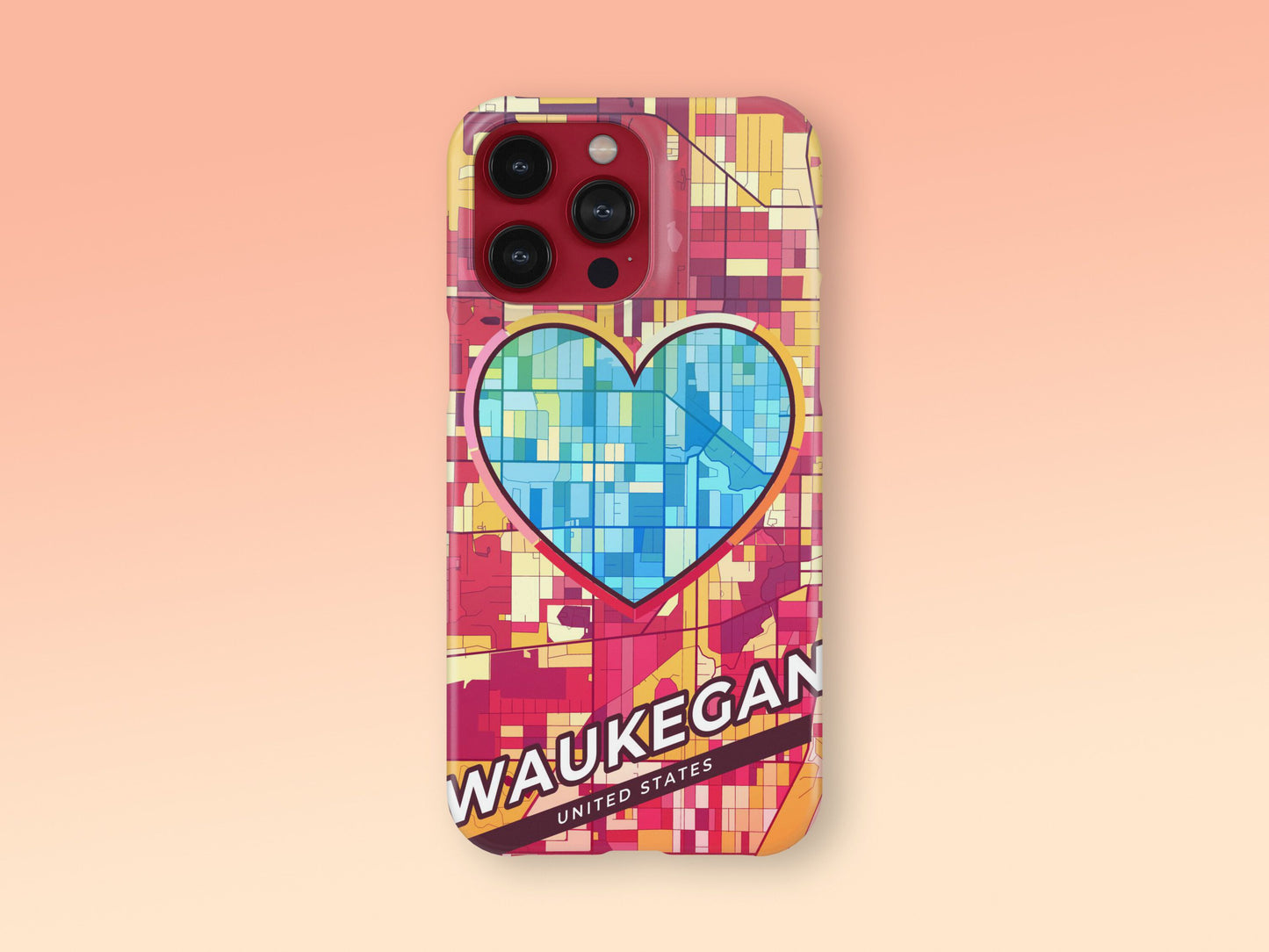 Waukegan Illinois slim phone case with colorful icon 2