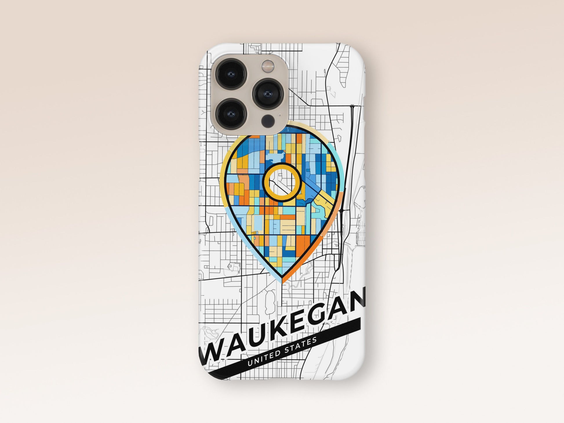Waukegan Illinois slim phone case with colorful icon 1