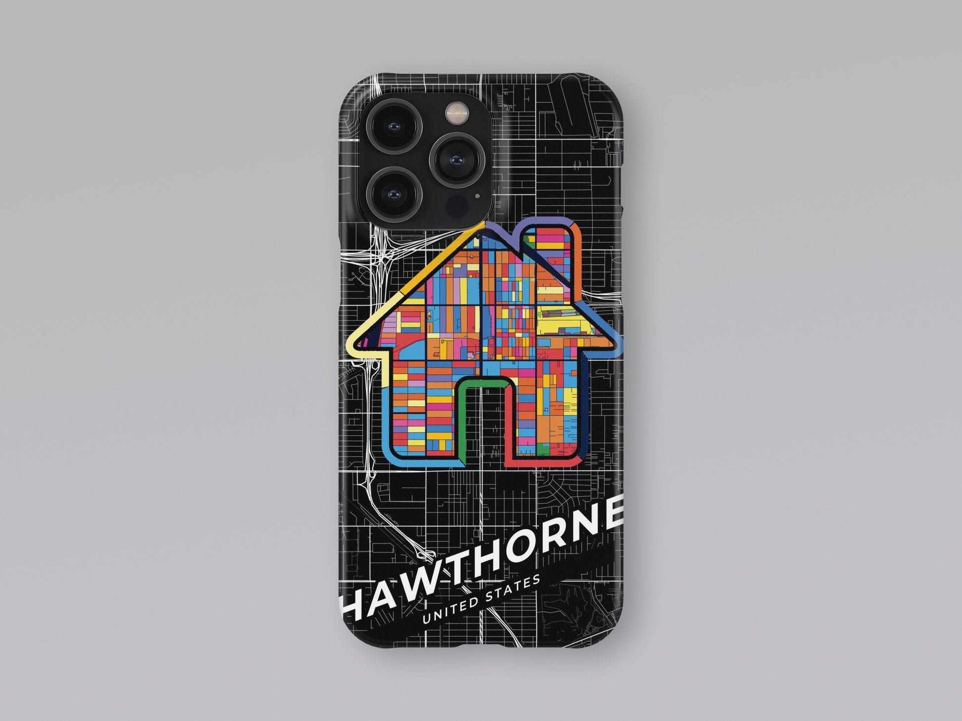 Hawthorne California slim phone case with colorful icon. Birthday, wedding or housewarming gift. Couple match cases. 3