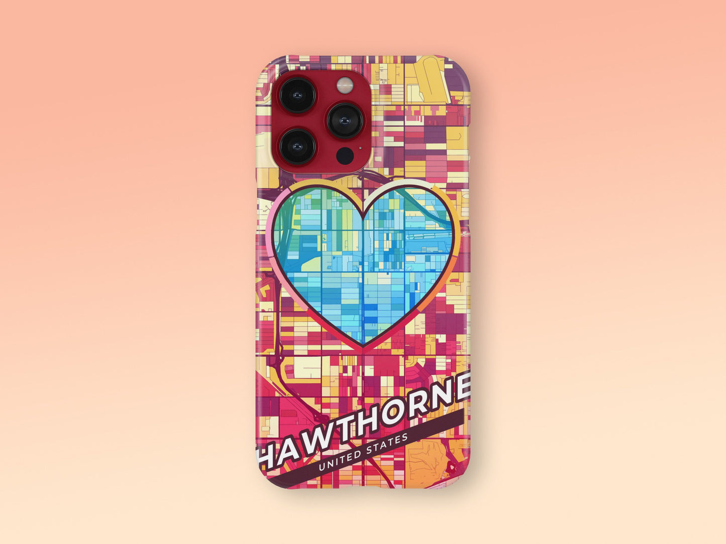 Hawthorne California slim phone case with colorful icon. Birthday, wedding or housewarming gift. Couple match cases. 2