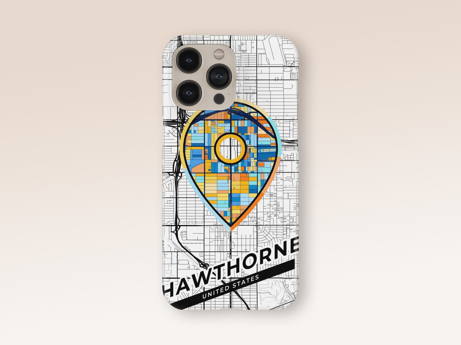 Hawthorne California slim phone case with colorful icon. Birthday, wedding or housewarming gift. Couple match cases. 1
