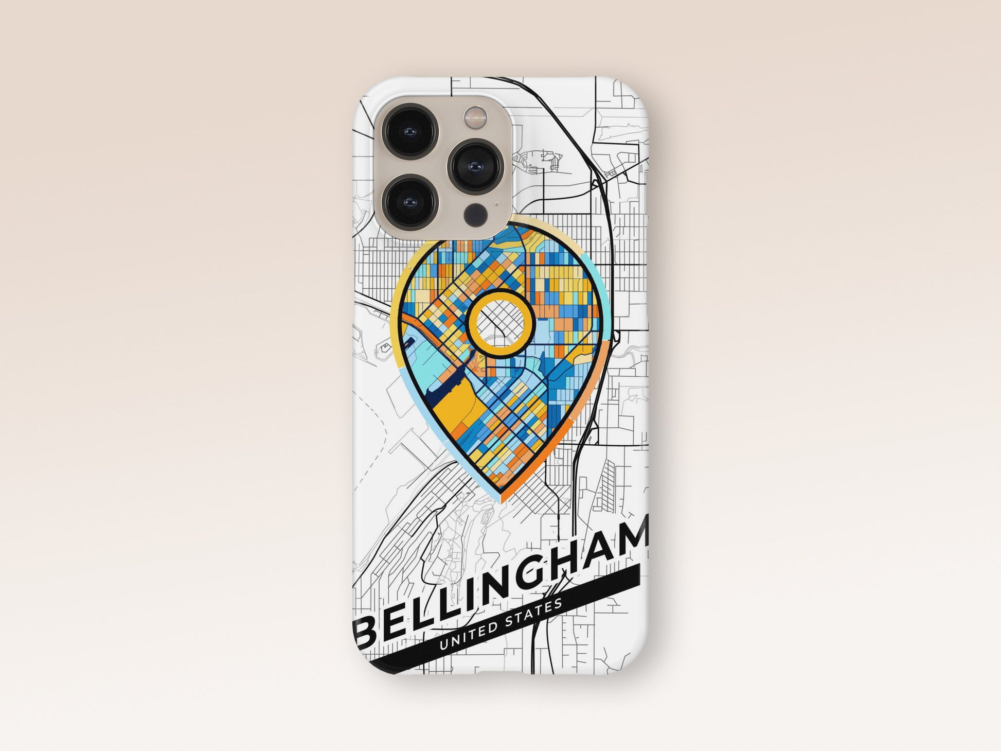 Bellingham Washington slim phone case with colorful icon. Birthday, wedding or housewarming gift. Couple match cases. 1