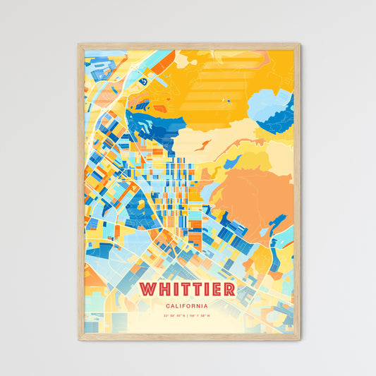 Colorful Whittier California Fine Art Map Blue Orange