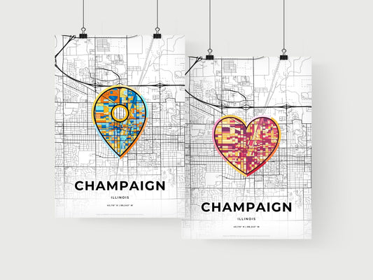 Champaign Illinois art print for couples