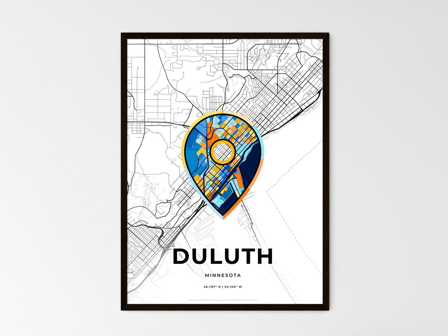 Duluth Minnesota wedding art map with pointer icon