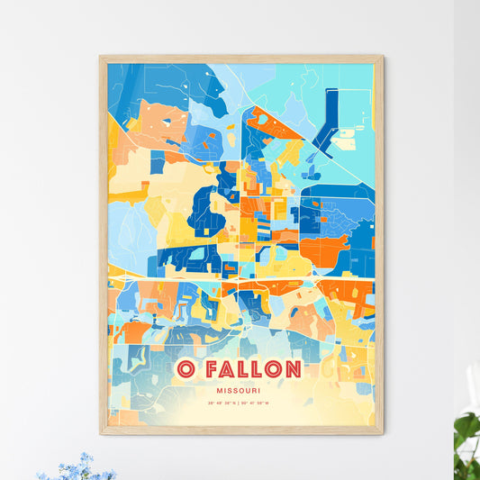 Colorful O Fallon Missouri Fine Art Map Blue Orange