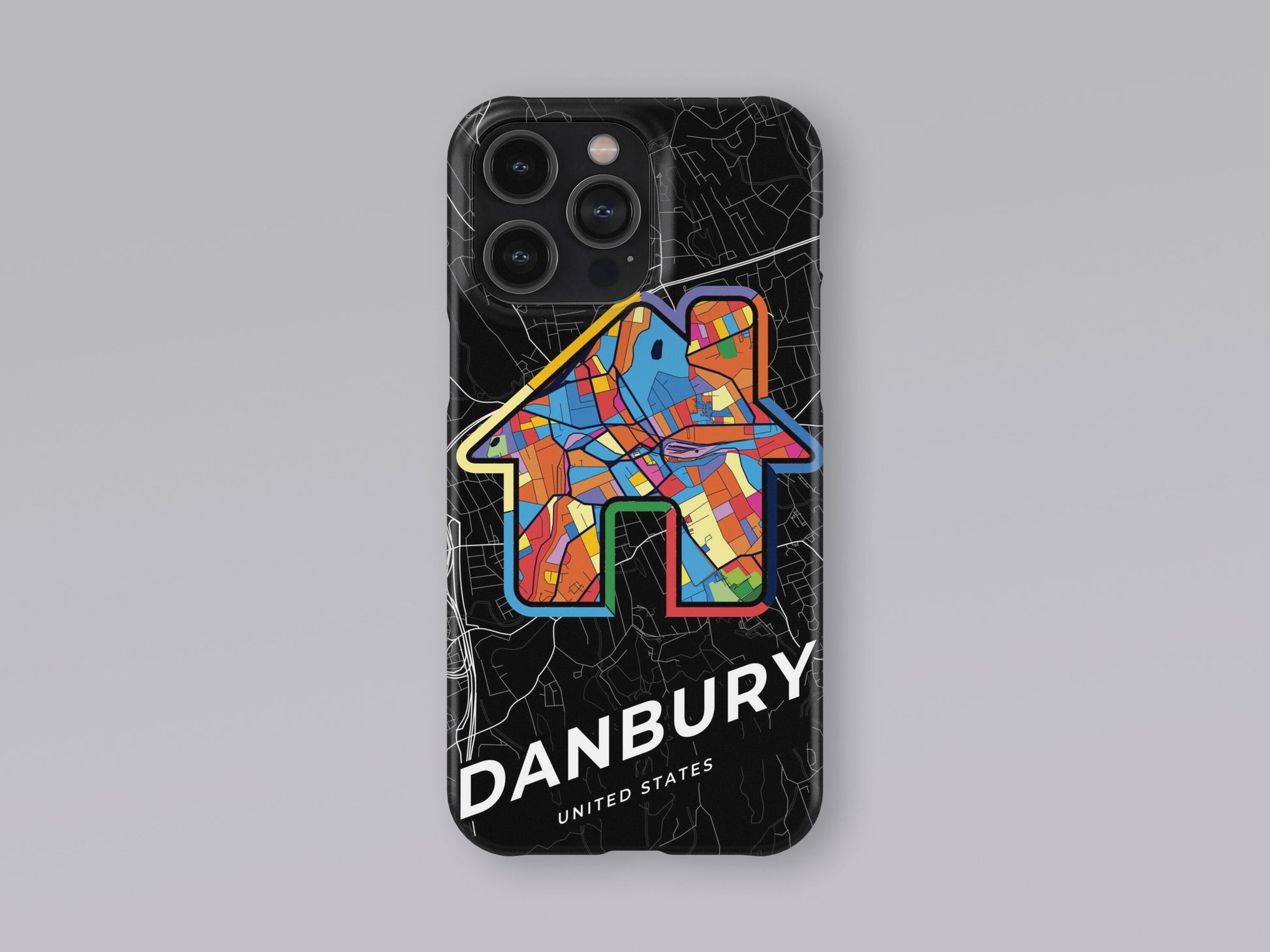 Danbury Connecticut slim phone case with colorful icon. Birthday, wedding or housewarming gift. Couple match cases. 3