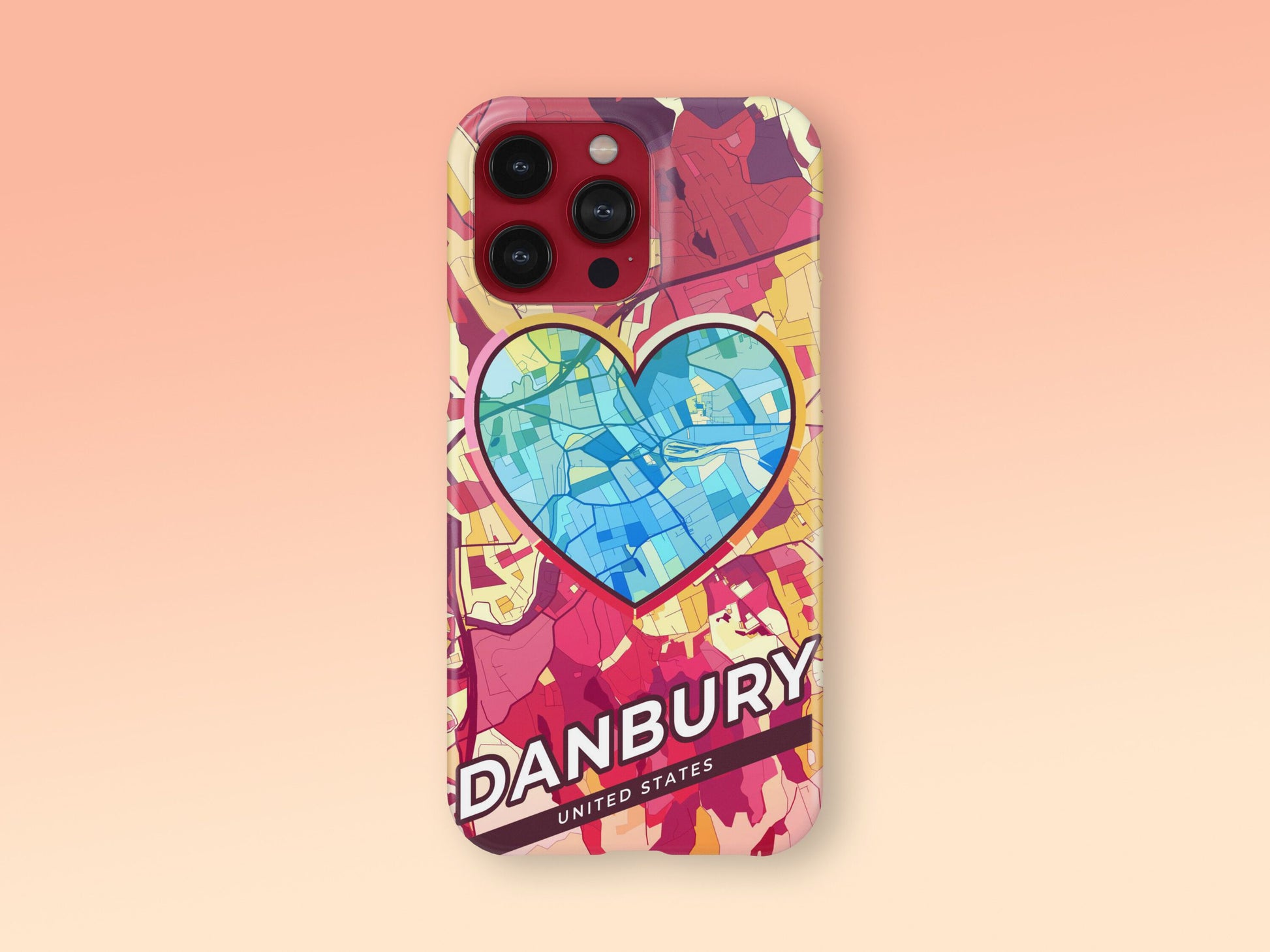 Danbury Connecticut slim phone case with colorful icon. Birthday, wedding or housewarming gift. Couple match cases. 2