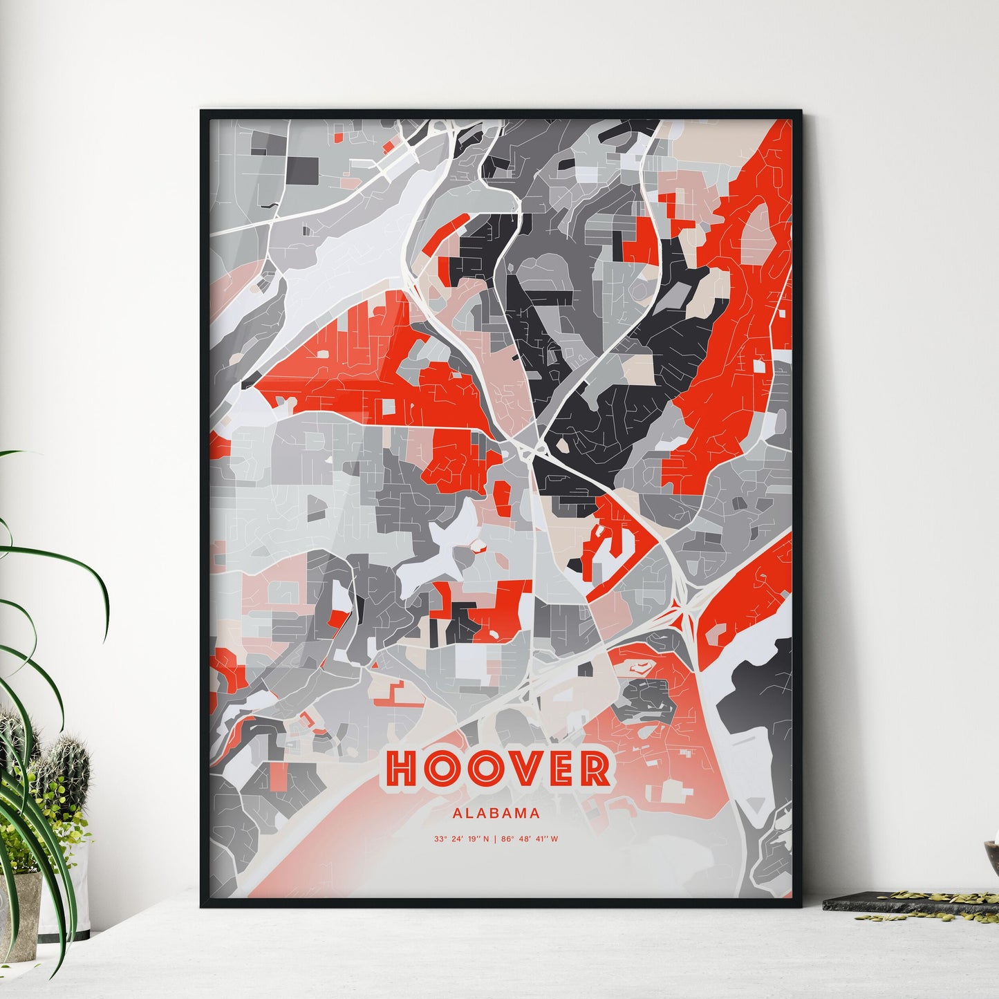 Colorful HOOVER ALABAMA Fine Art Map Modern