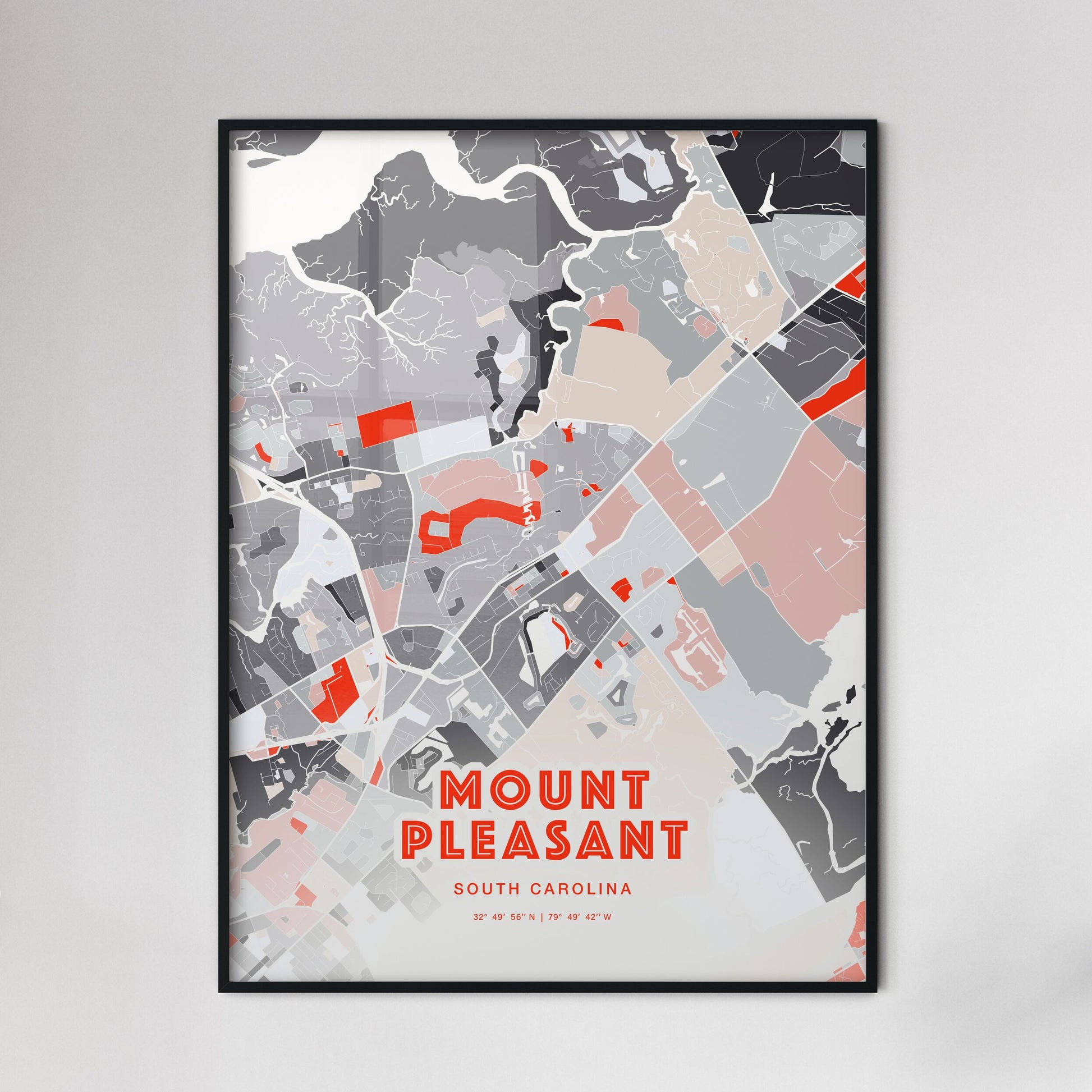 Colorful MOUNT PLEASANT SOUTH CAROLINA Fine Art Map Modern