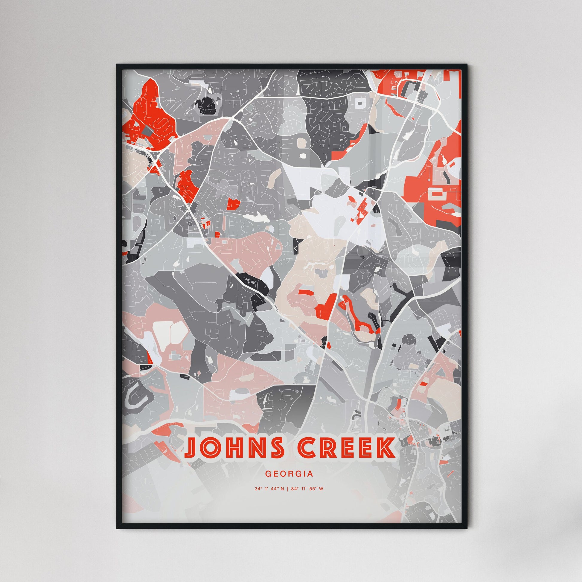 Colorful JOHNS CREEK GEORGIA Fine Art Map Modern