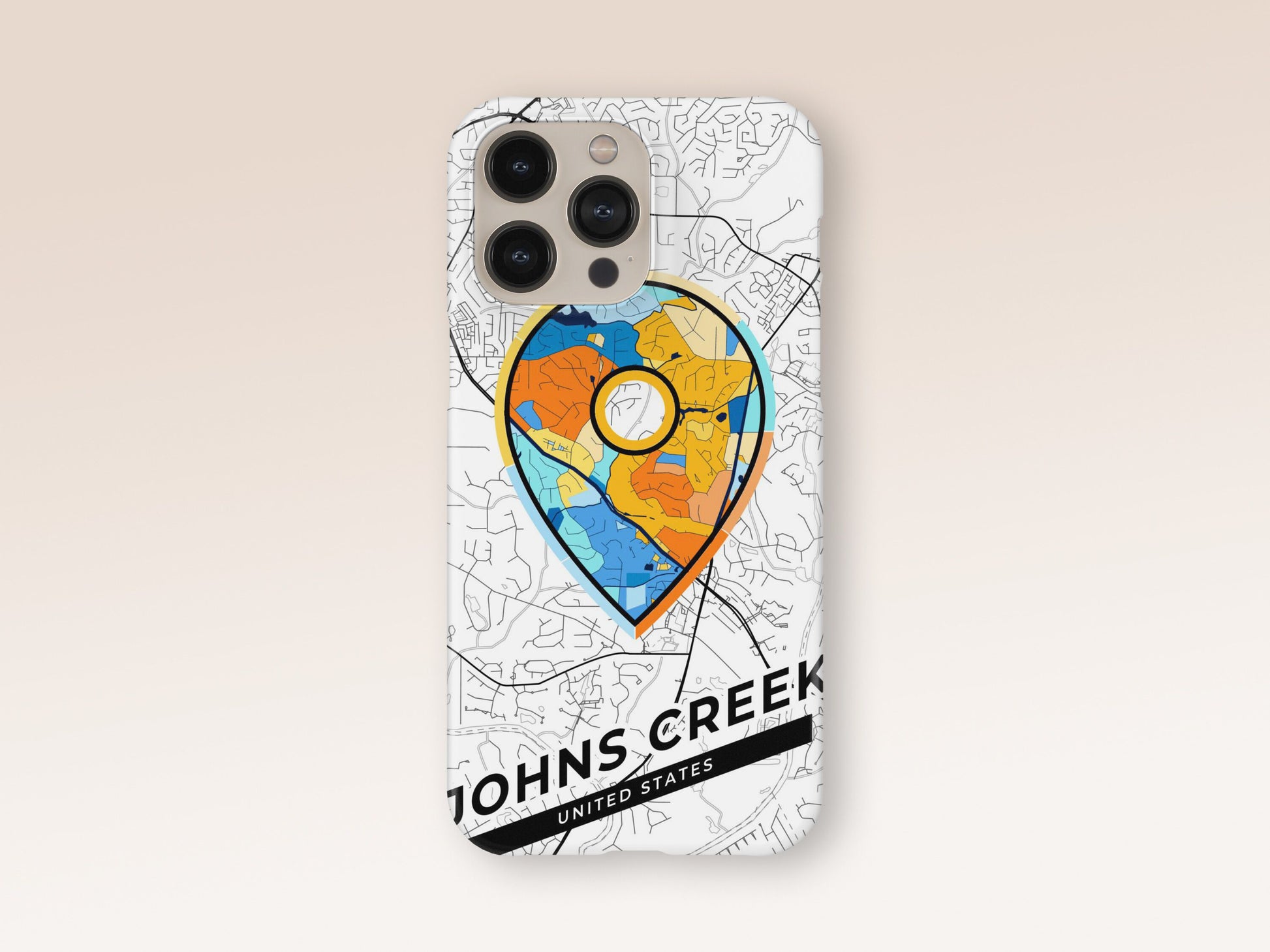 Johns Creek Georgia slim phone case with colorful icon. Birthday, wedding or housewarming gift. Couple match cases. 1