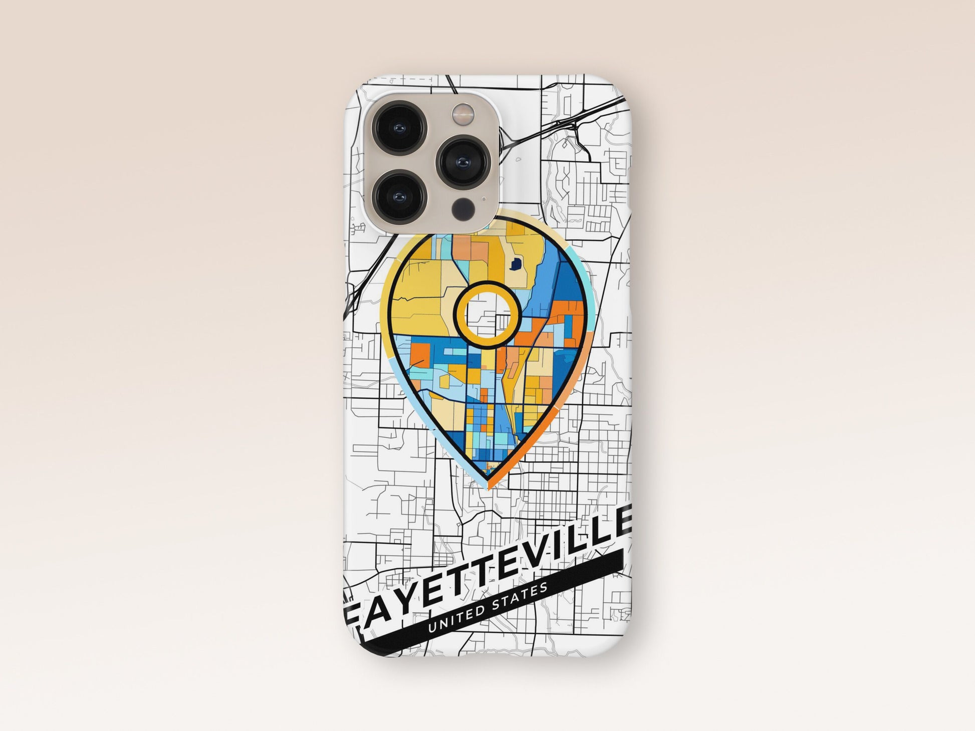 Fayetteville Arkansas slim phone case with colorful icon. Birthday, wedding or housewarming gift. Couple match cases. 1