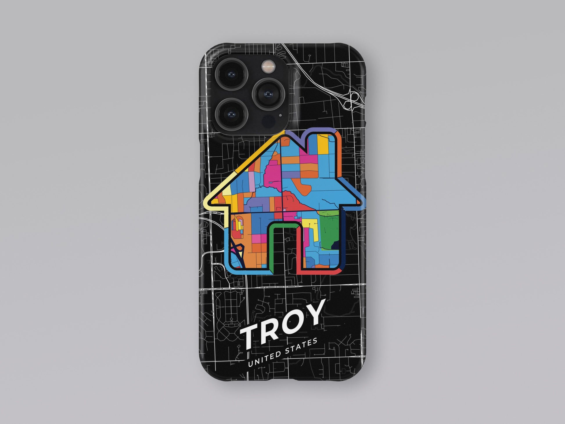 Troy Michigan slim phone case with colorful icon 3