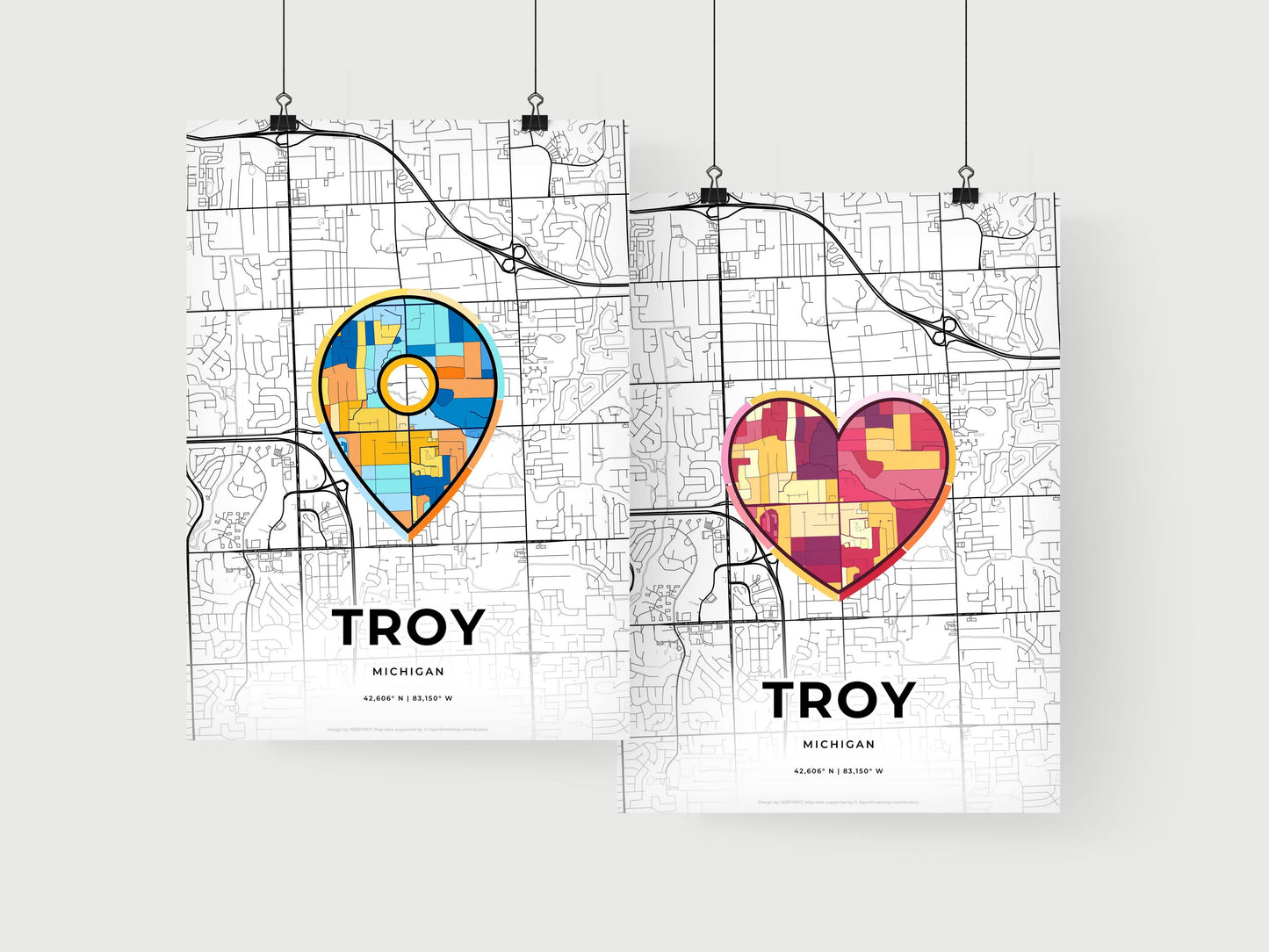 Troy Michigan art print for couples