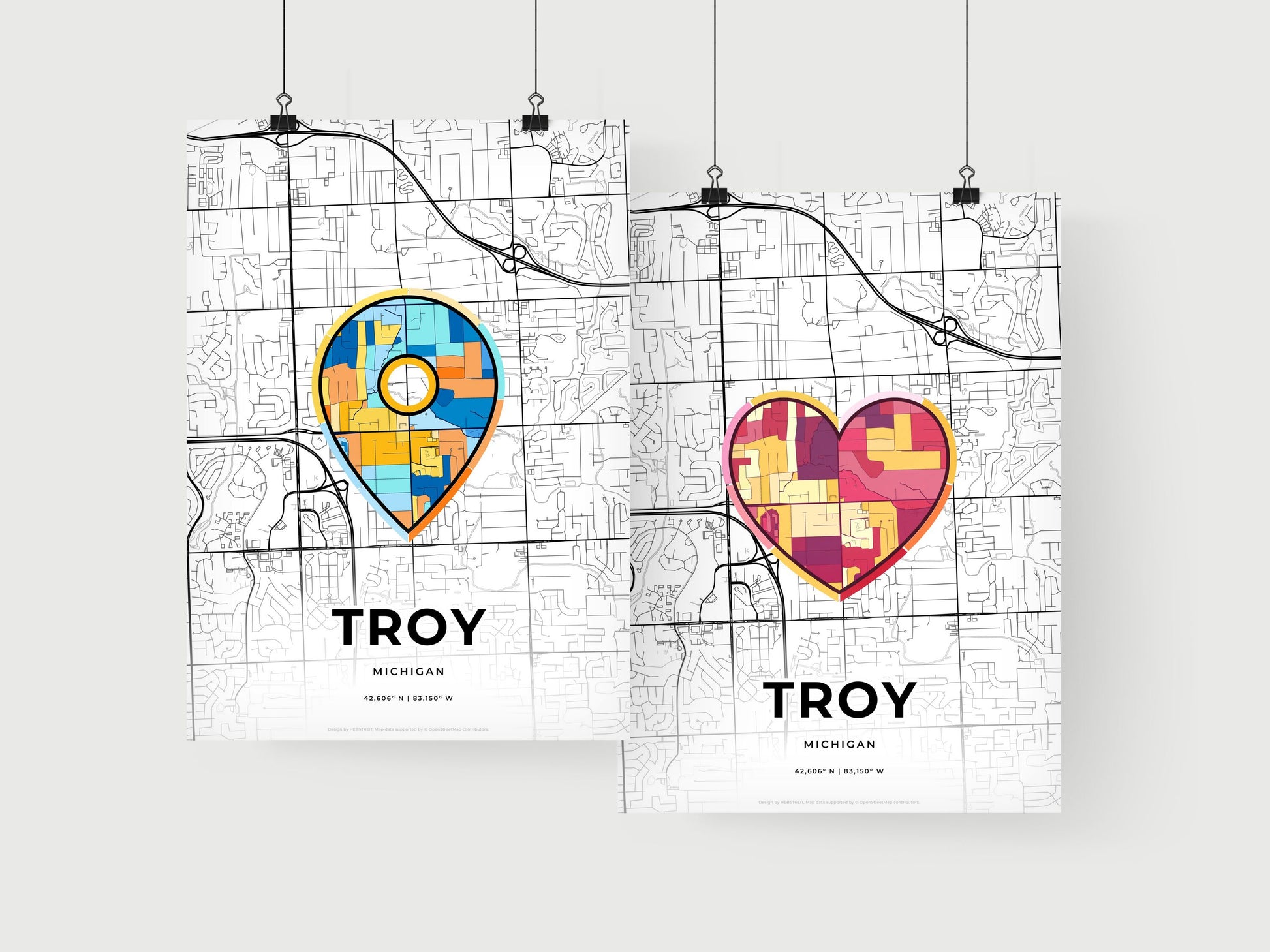 Troy Michigan art print for couples