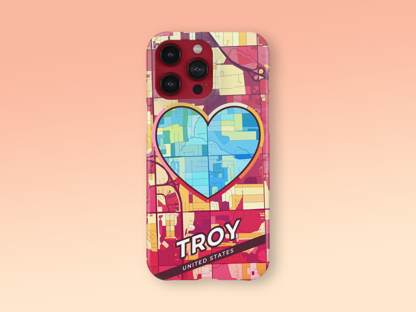 Troy Michigan slim phone case with colorful icon 2