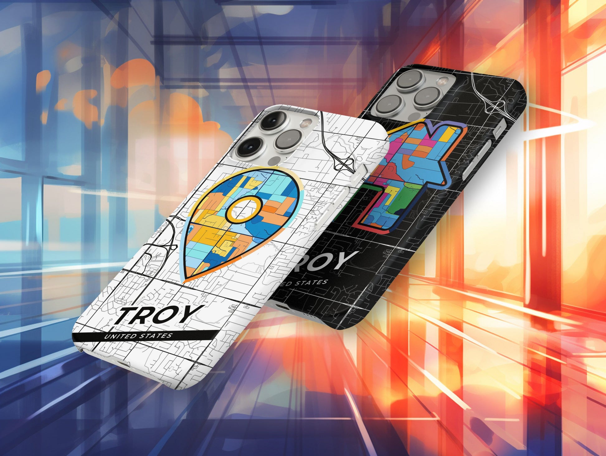 Troy Michigan slim phone case with colorful icon