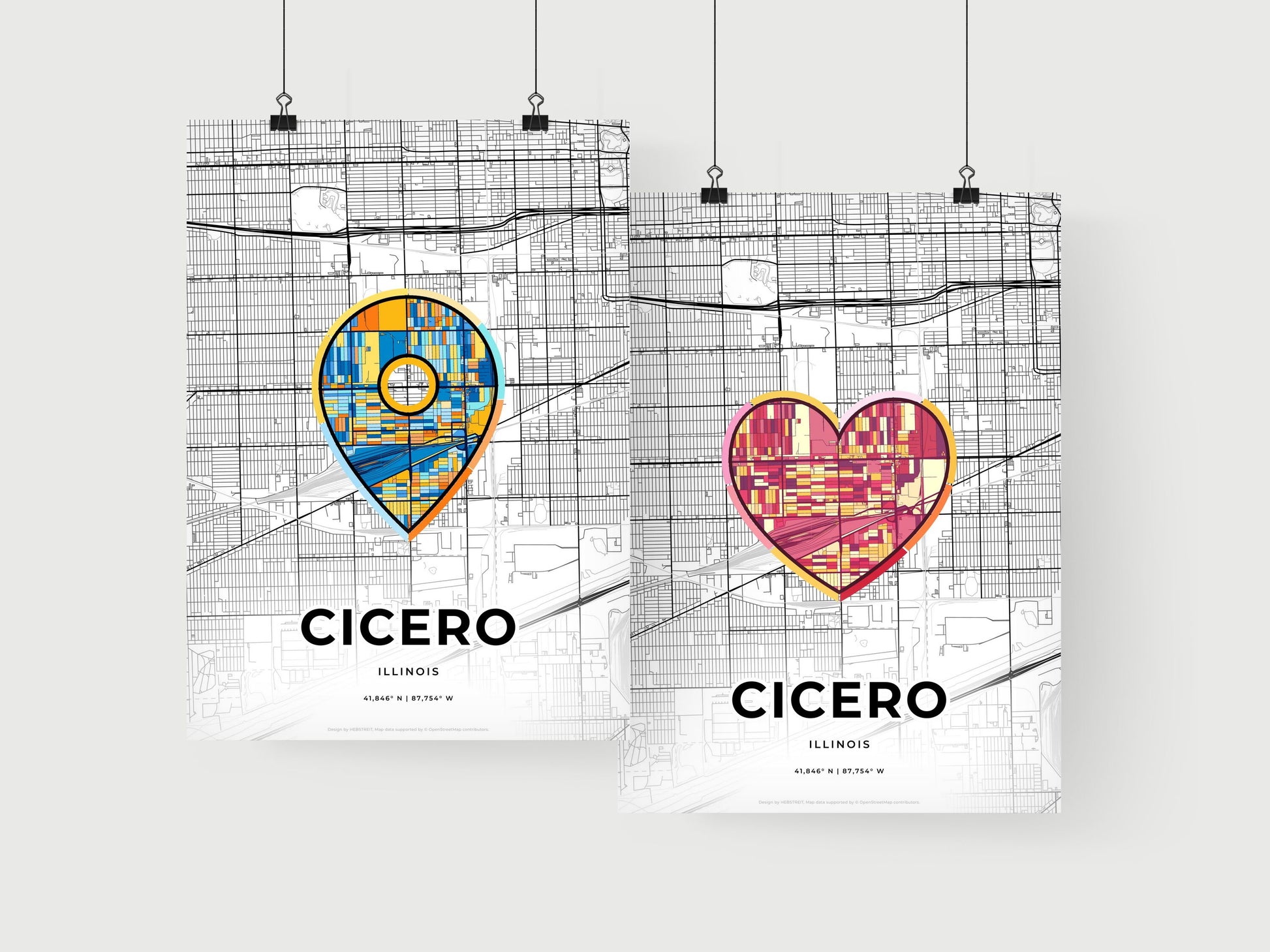 Cicero Illinois art print for couples