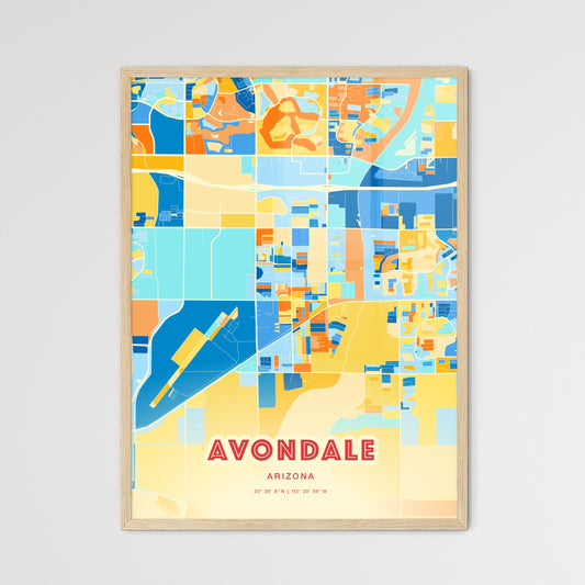 Colorful AVONDALE ARIZONA Fine Art Map Blue Orange