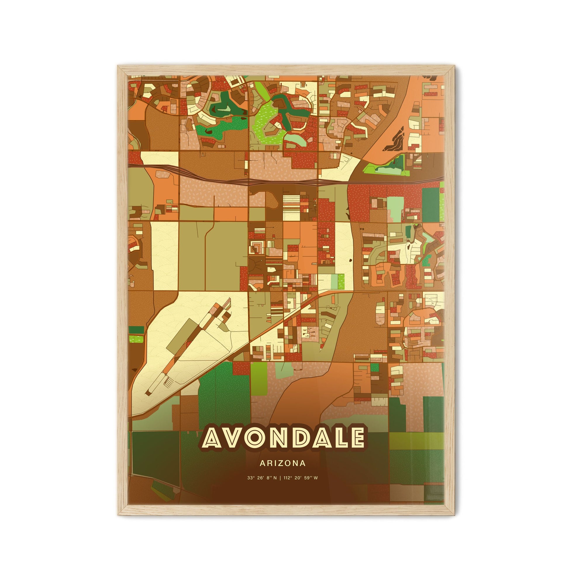 Colorful AVONDALE ARIZONA Fine Art Map Farmhouse