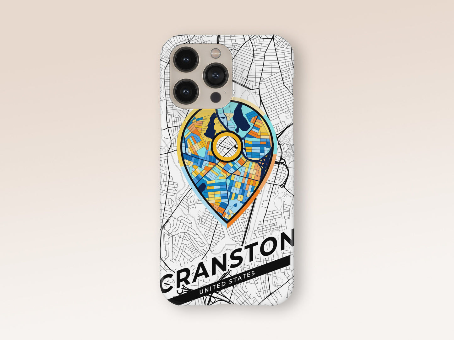 Cranston Rhode Island slim phone case with colorful icon. Birthday, wedding or housewarming gift. Couple match cases. 1