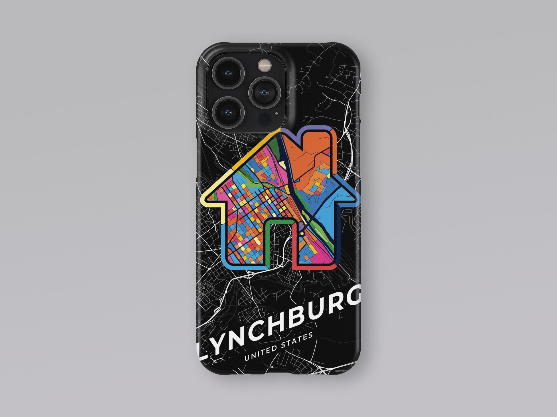 Lynchburg Virginia slim phone case with colorful icon. Birthday, wedding or housewarming gift. Couple match cases. 3