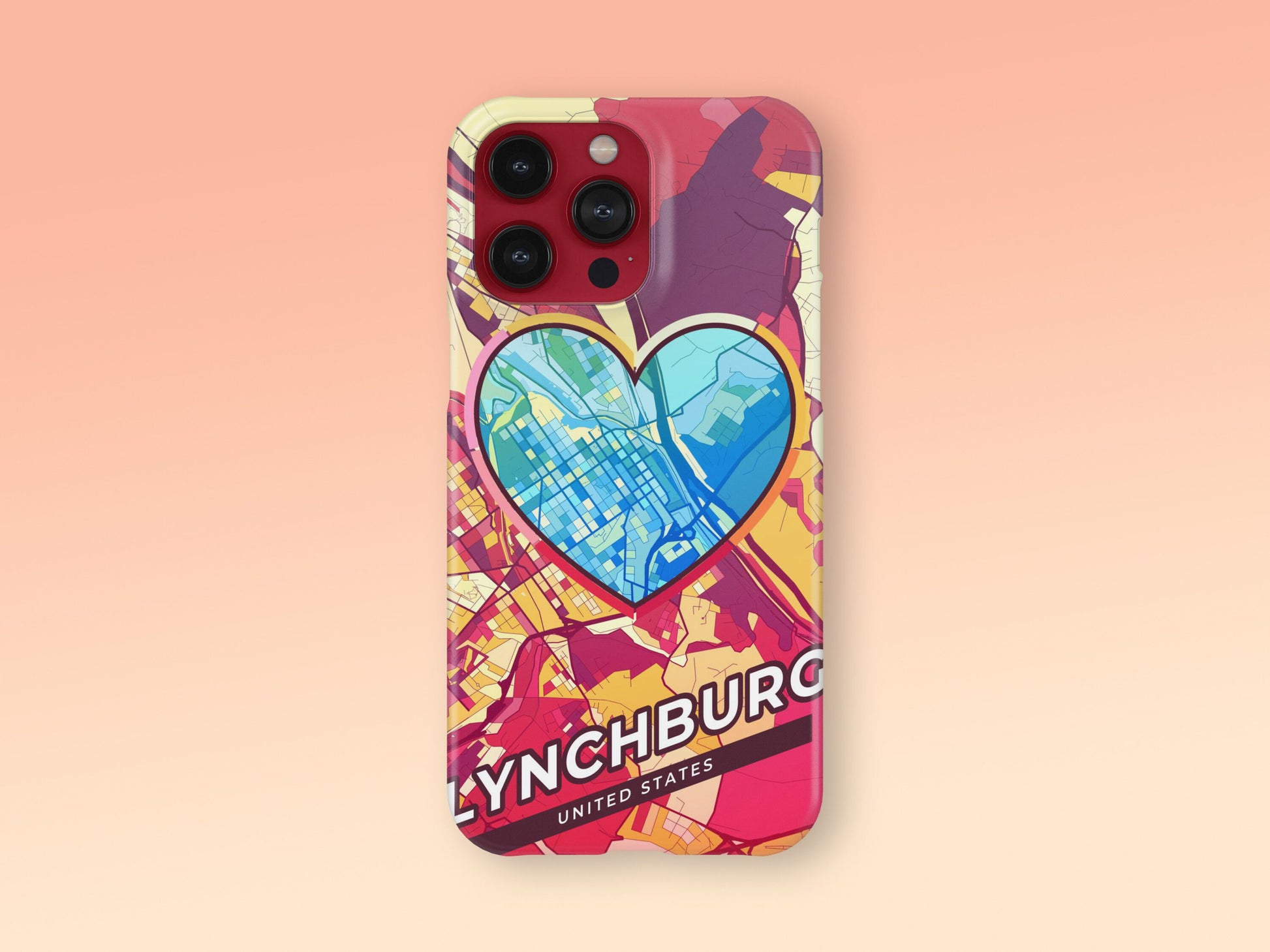 Lynchburg Virginia slim phone case with colorful icon. Birthday, wedding or housewarming gift. Couple match cases. 2