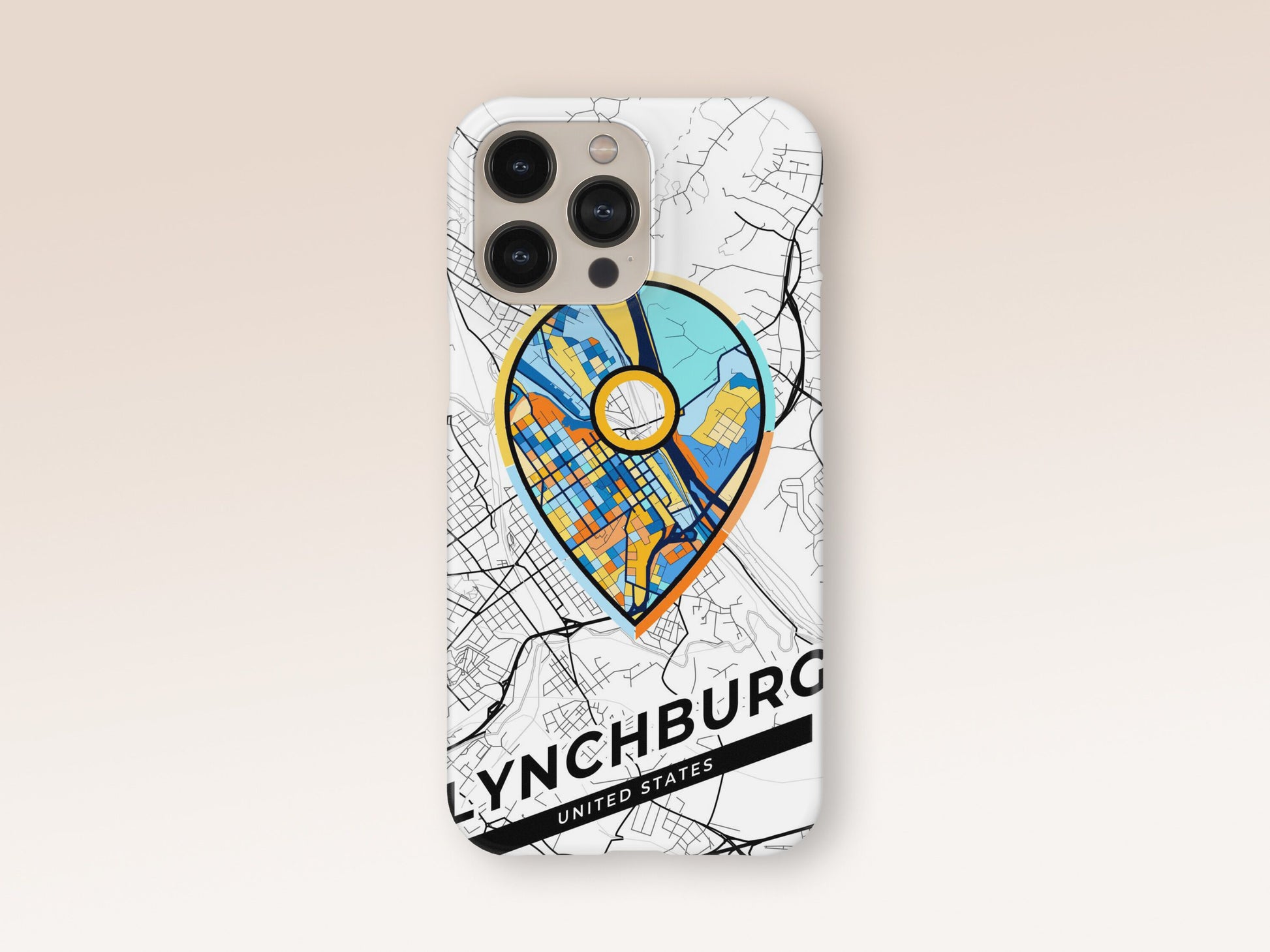 Lynchburg Virginia slim phone case with colorful icon. Birthday, wedding or housewarming gift. Couple match cases. 1
