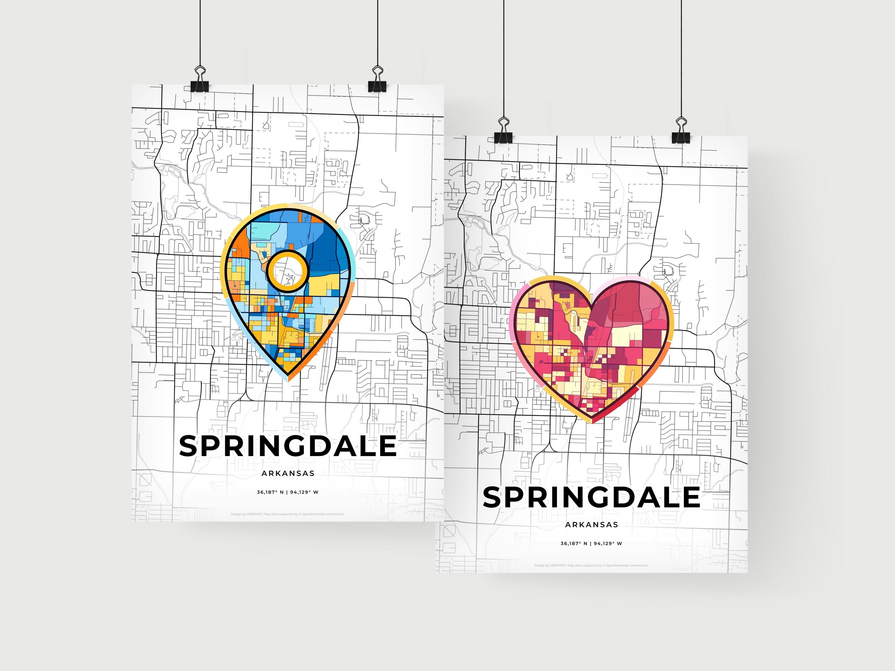 SPRINGDALE UNITED STATES minimal art map with a colorful icon. Creative ...