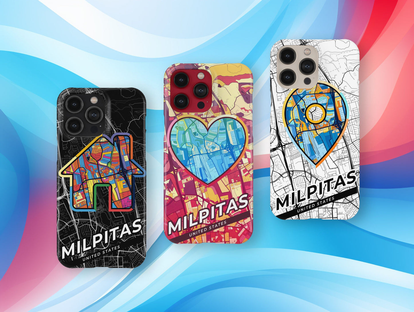 Milpitas California slim phone case with colorful icon