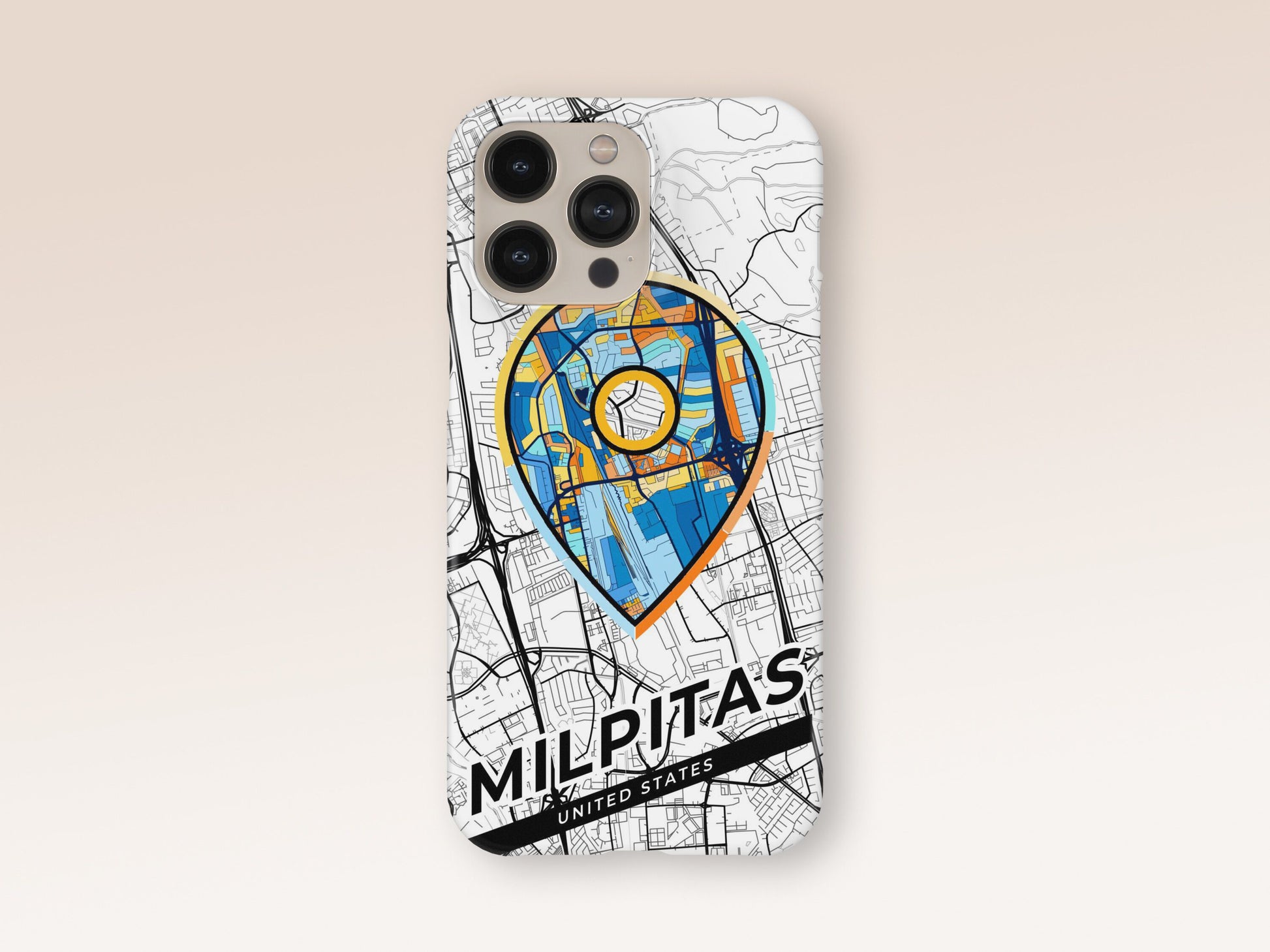 Milpitas California slim phone case with colorful icon 1