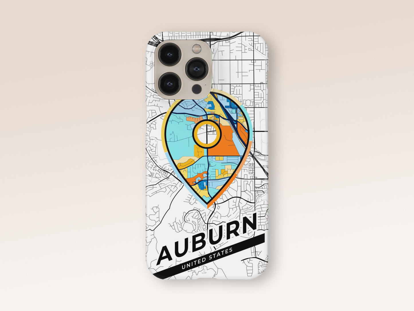 Auburn Washington slim phone case with colorful icon. Birthday, wedding or housewarming gift. Couple match cases. 1
