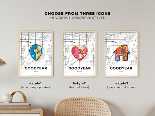 Goodyear Arizona maps with colorful icons