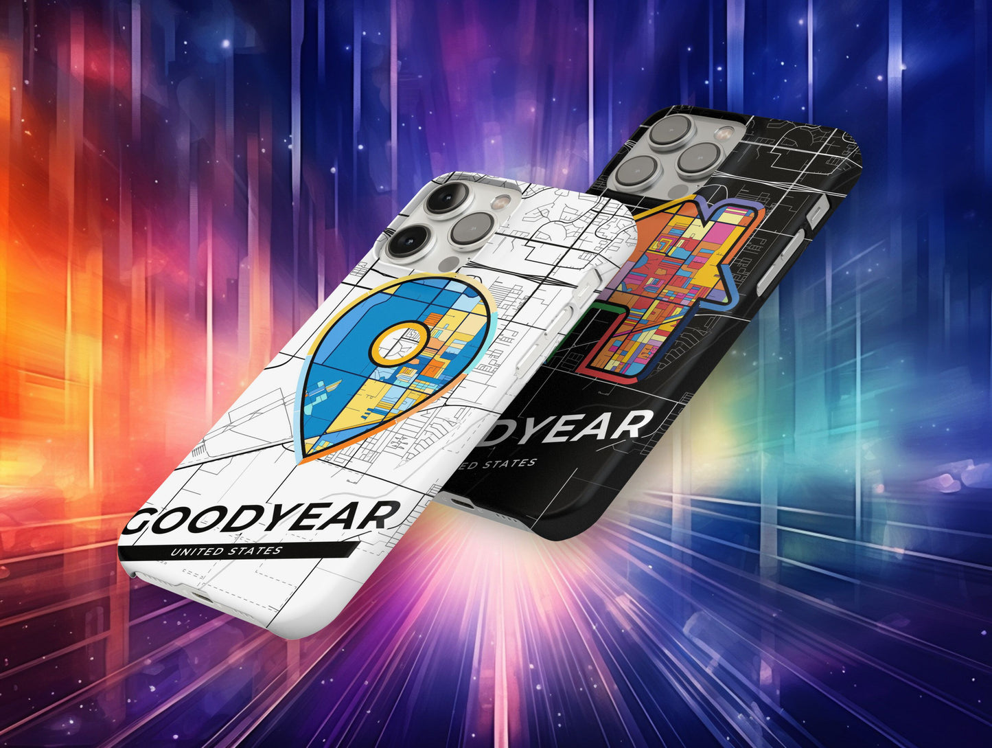 Goodyear Arizona slim phone case with colorful icon. Birthday, wedding or housewarming gift. Couple match cases.