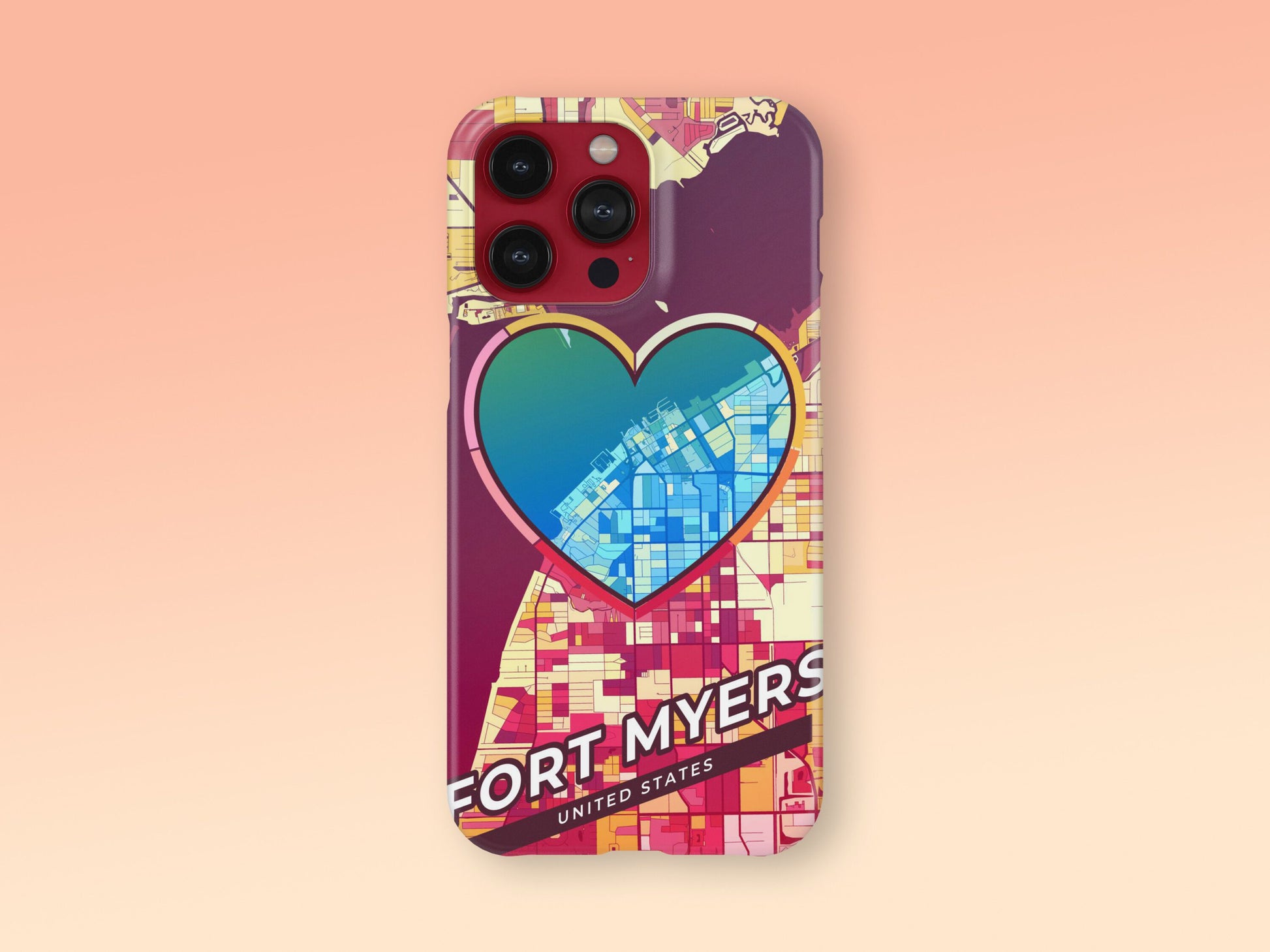 Fort Myers Florida slim phone case with colorful icon. Birthday, wedding or housewarming gift. Couple match cases. 2